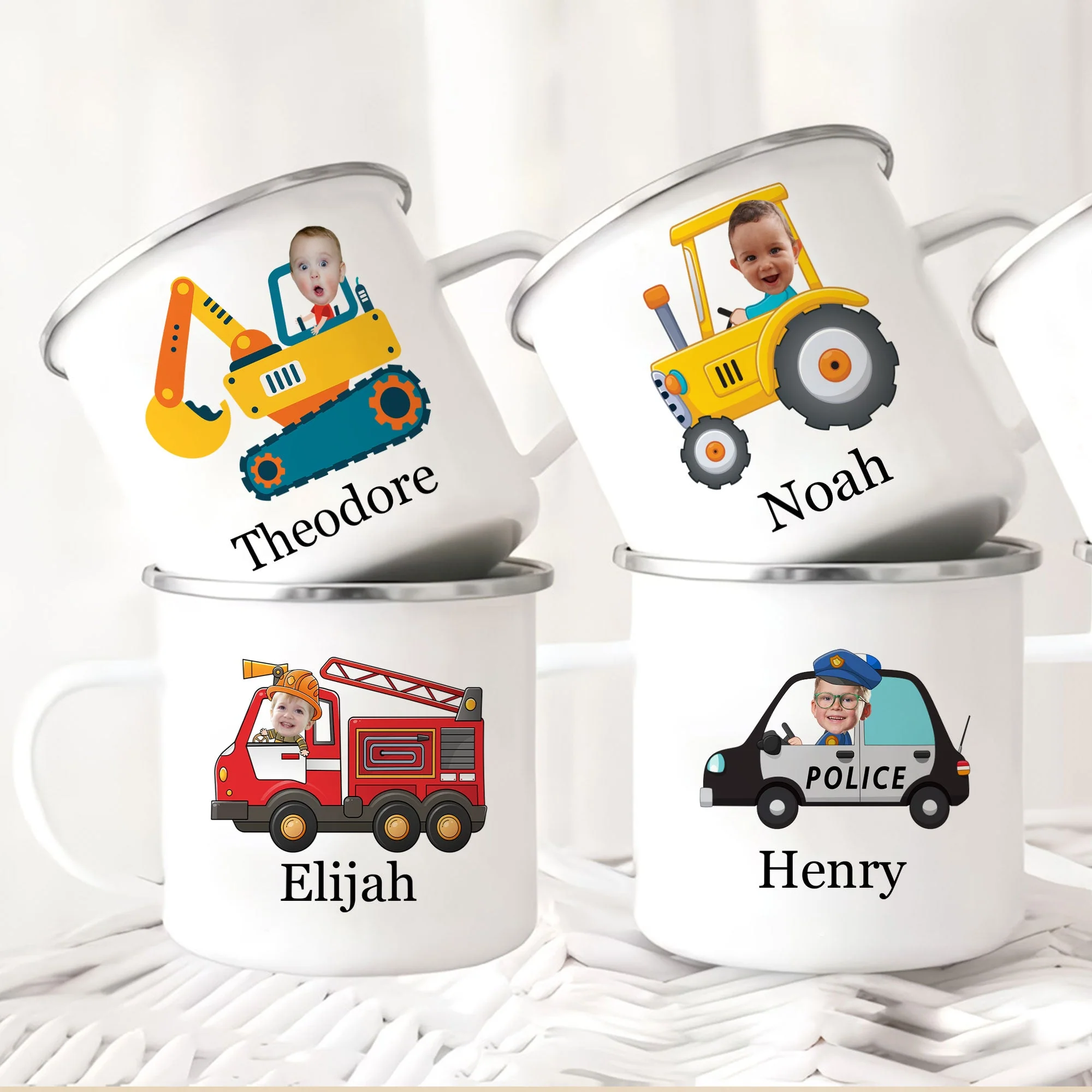 Kids Riding Vehicle - Personalized Photo Enamel Mug - Image 5