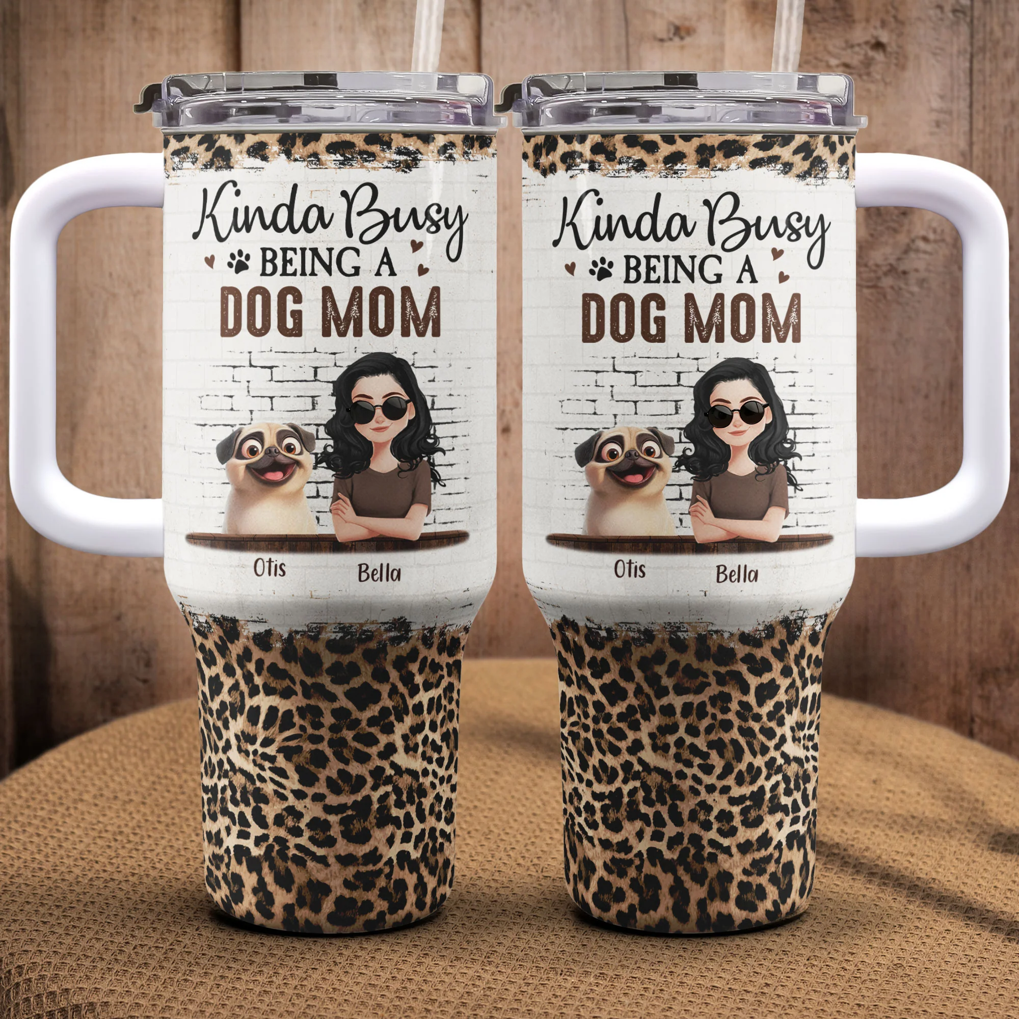 Kinda Busy Being A Dog Mom - Personalized 40oz Tumbler With Straw - Image 2