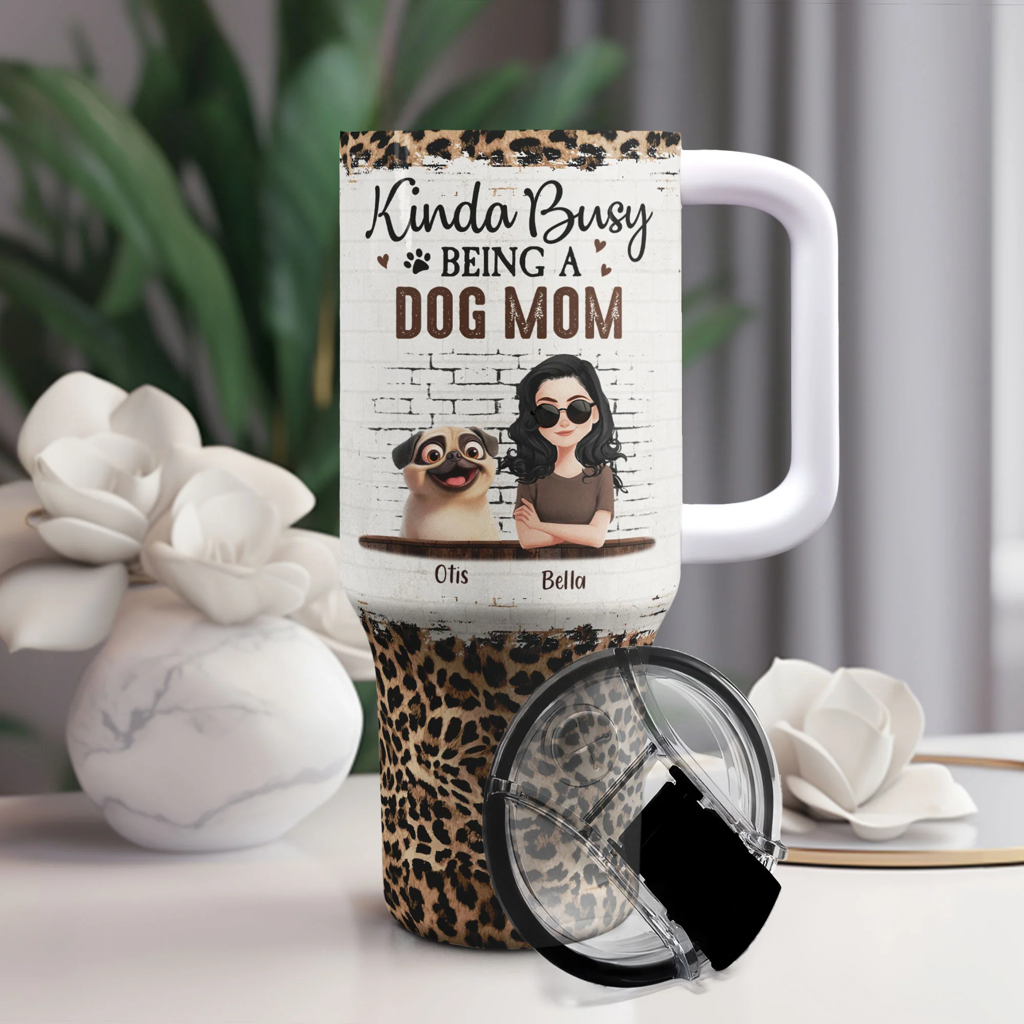 Kinda Busy Being A Dog Mom - Personalized 40oz Tumbler With Straw - Image 3