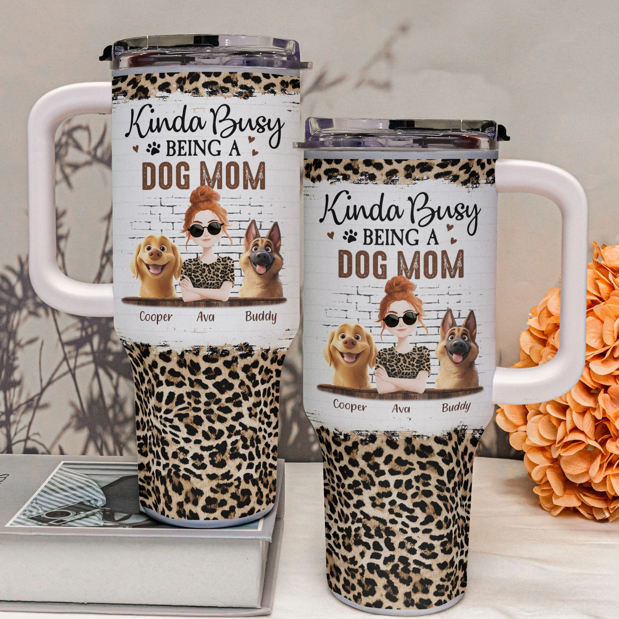 Kinda Busy Being A Dog Mom - Personalized 40oz Tumbler With Straw - Image 4