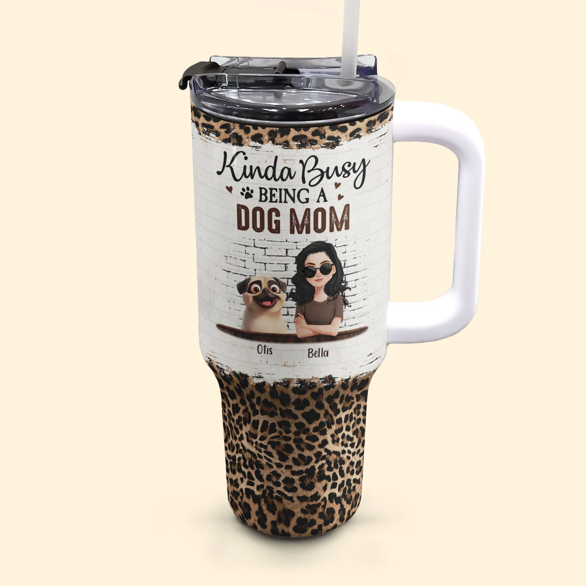 Kinda Busy Being A Dog Mom - Personalized 40oz Tumbler With Straw - Image 5