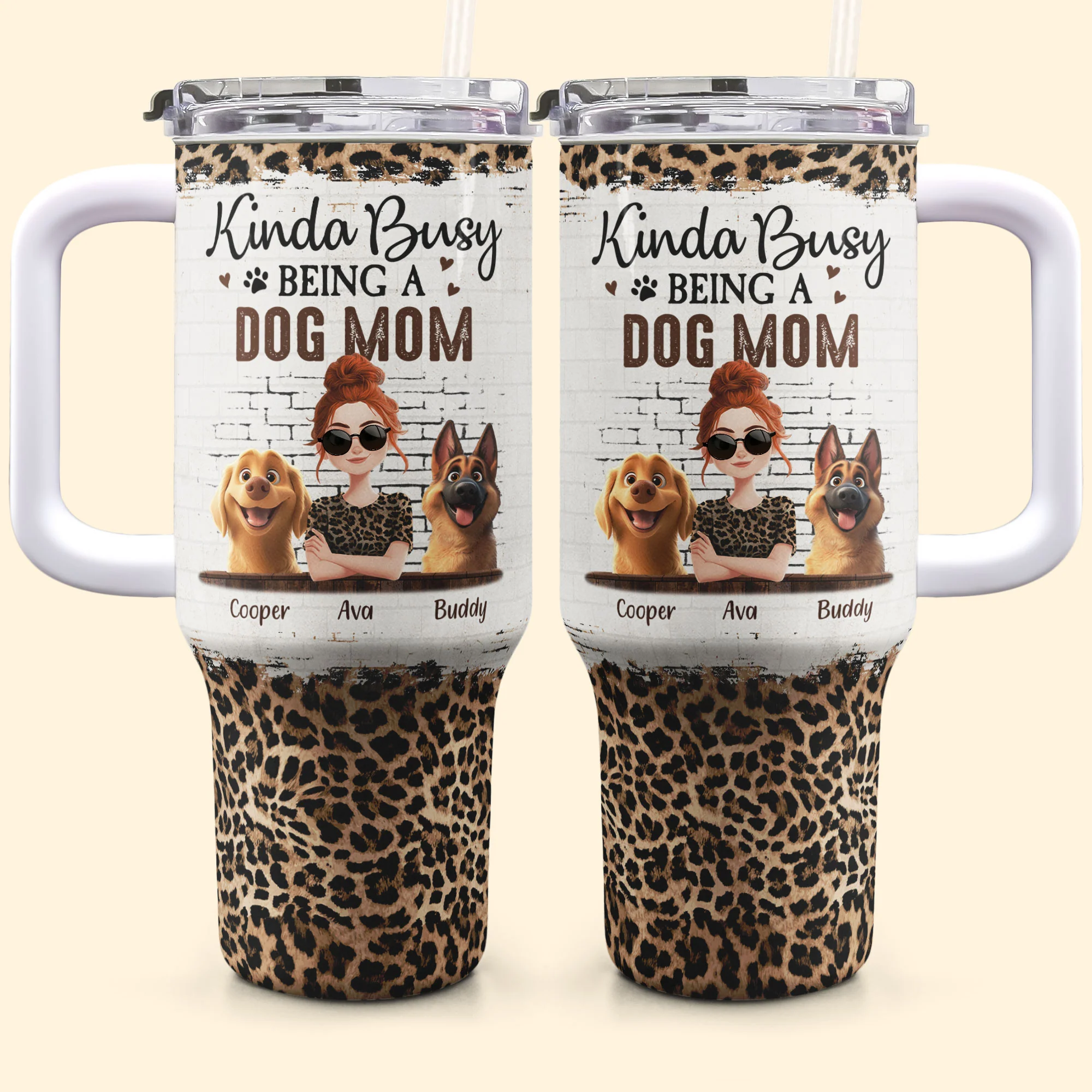 Kinda Busy Being A Dog Mom - Personalized 40oz Tumbler With Straw - Image 6
