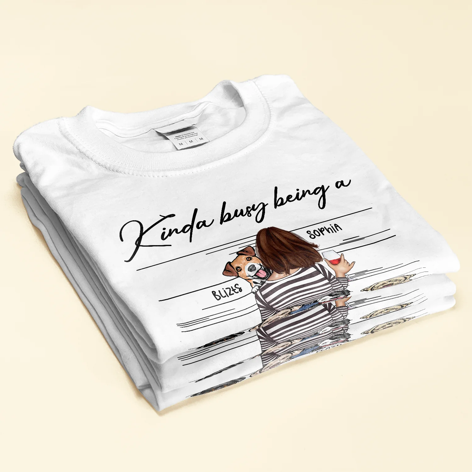 Kinda Busy Being A Dog Mom - Personalized Shirt - Mother's Day, Birthday, Funny Gift For Dog & Cat Mom, Dog & Cat Lover - Image 2