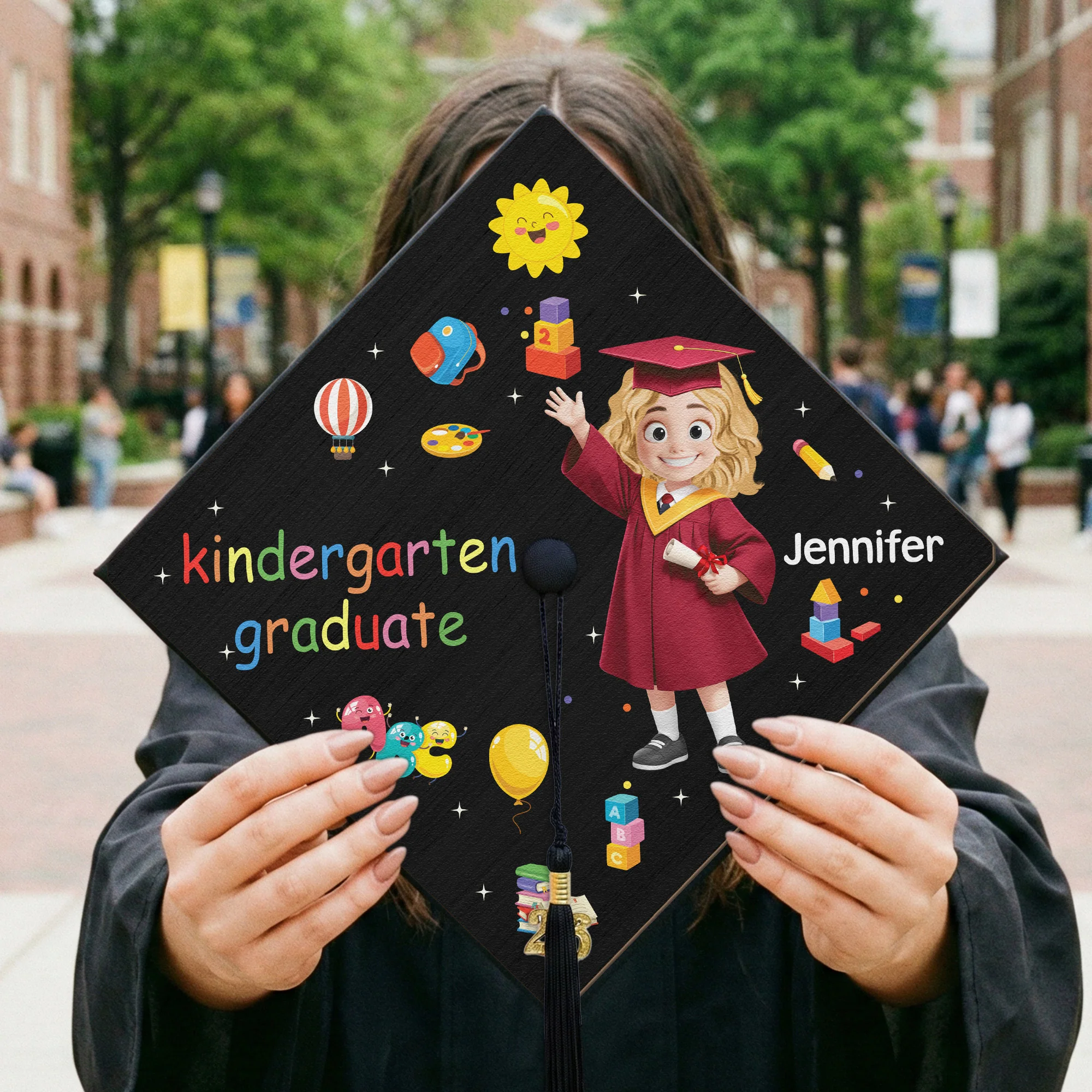 Kindergarten Preschool Graduation - Personalized Graduation Cap Topper - Image 4