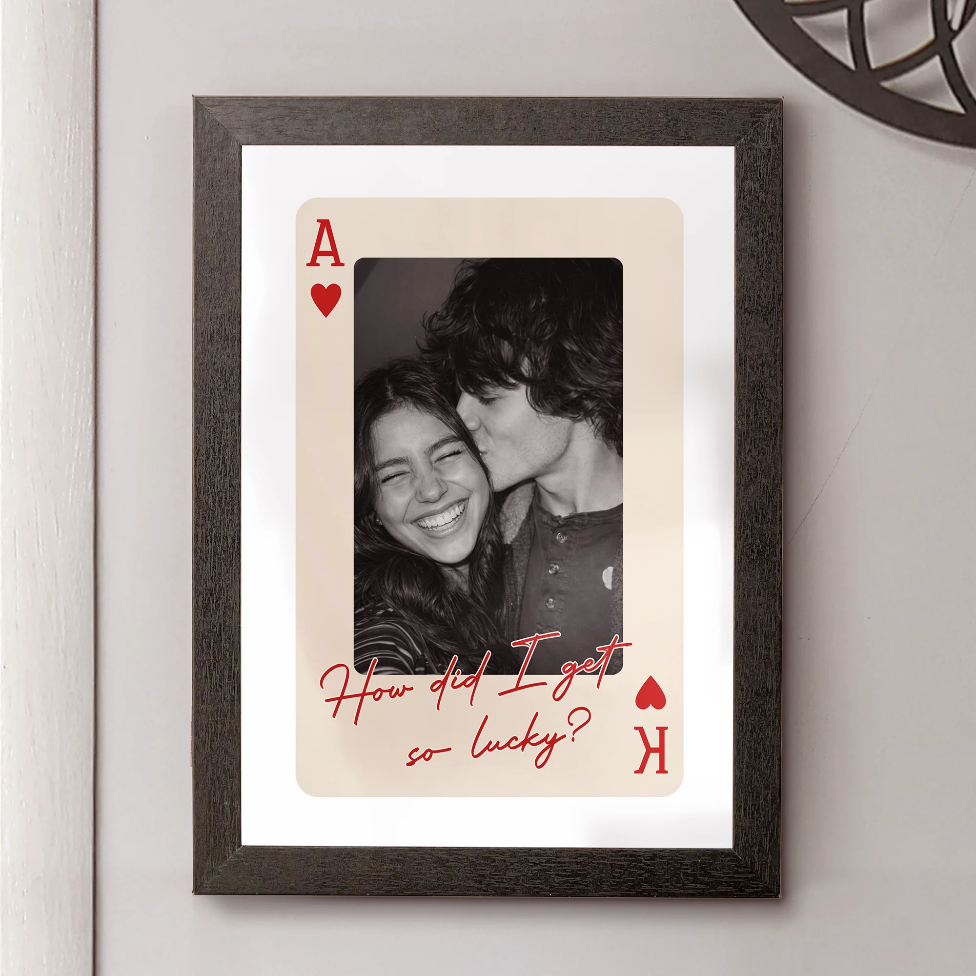 King And Queen Custom Couples Photo How Luck We Are - Personalized Hidden Key Holder Photo Frame - Image 4