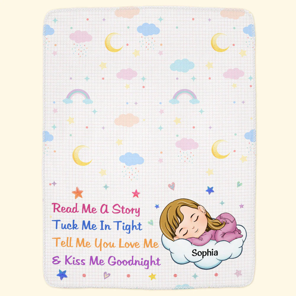 Kiss Me Goodnight - Personalized Baby Blanket - Image 3