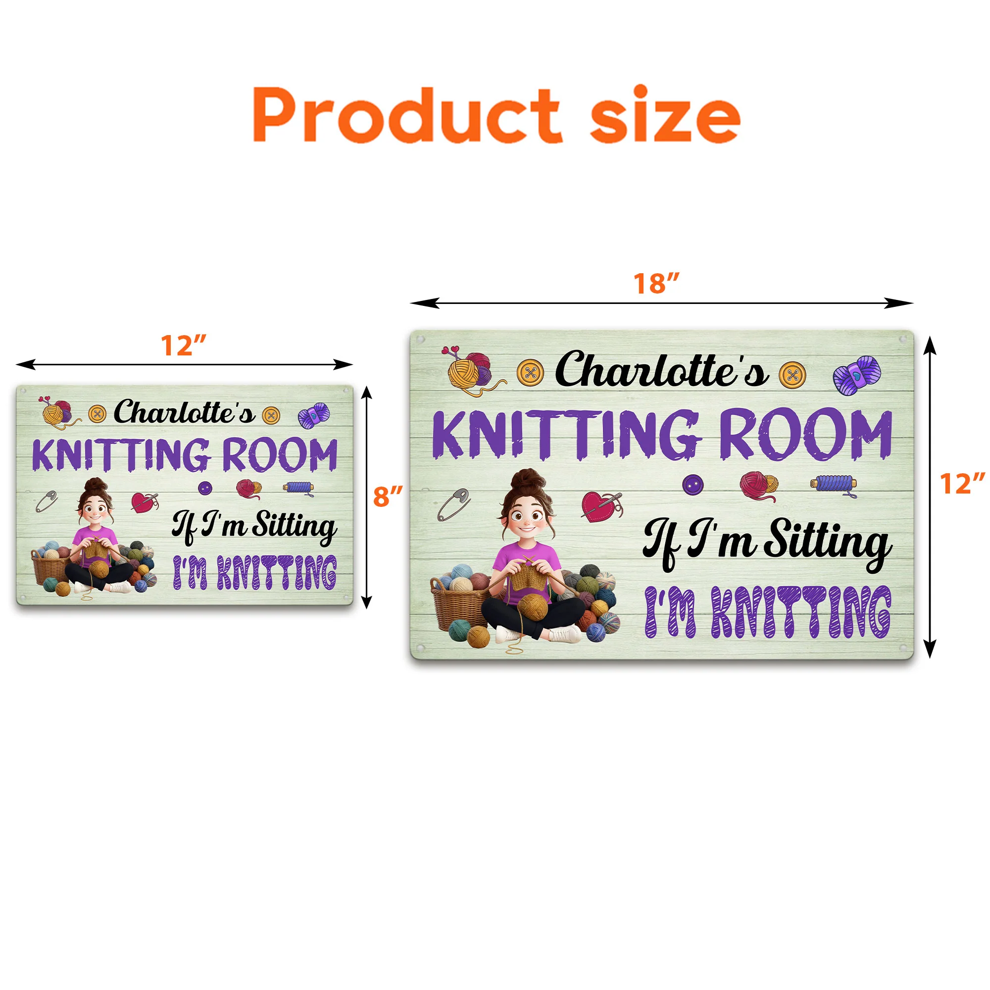 Knitting Room, Crochet Room - Personalized Metal Sign - Image 5