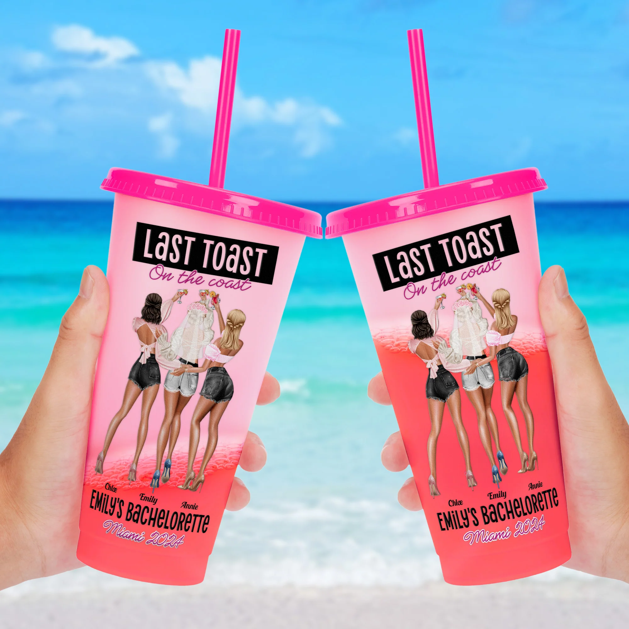 Last Toast On The Coast Bachelorette Gift - Personalized Color Changing Cup - Image 3