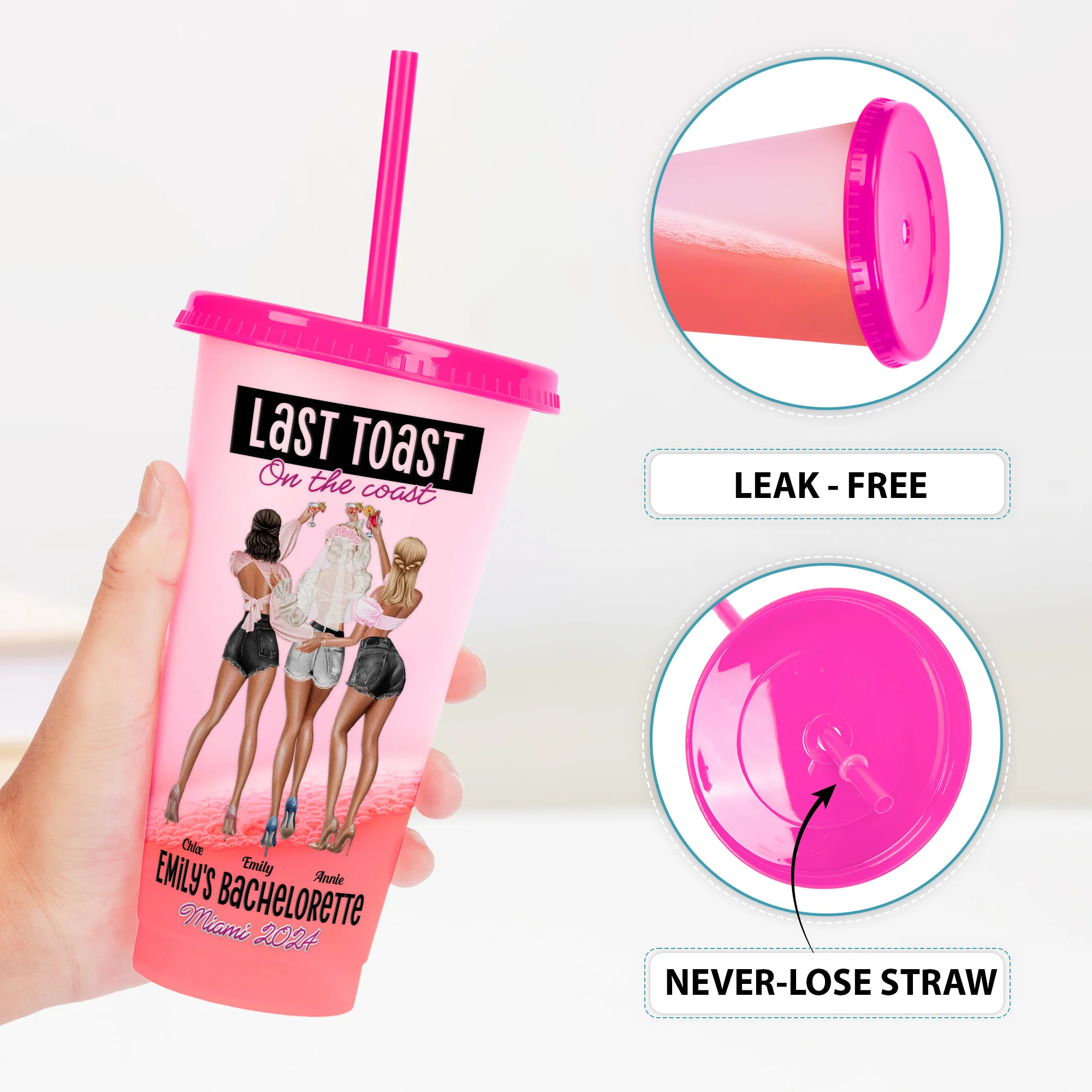 Last Toast On The Coast Bachelorette Gift - Personalized Color Changing Cup - Image 4