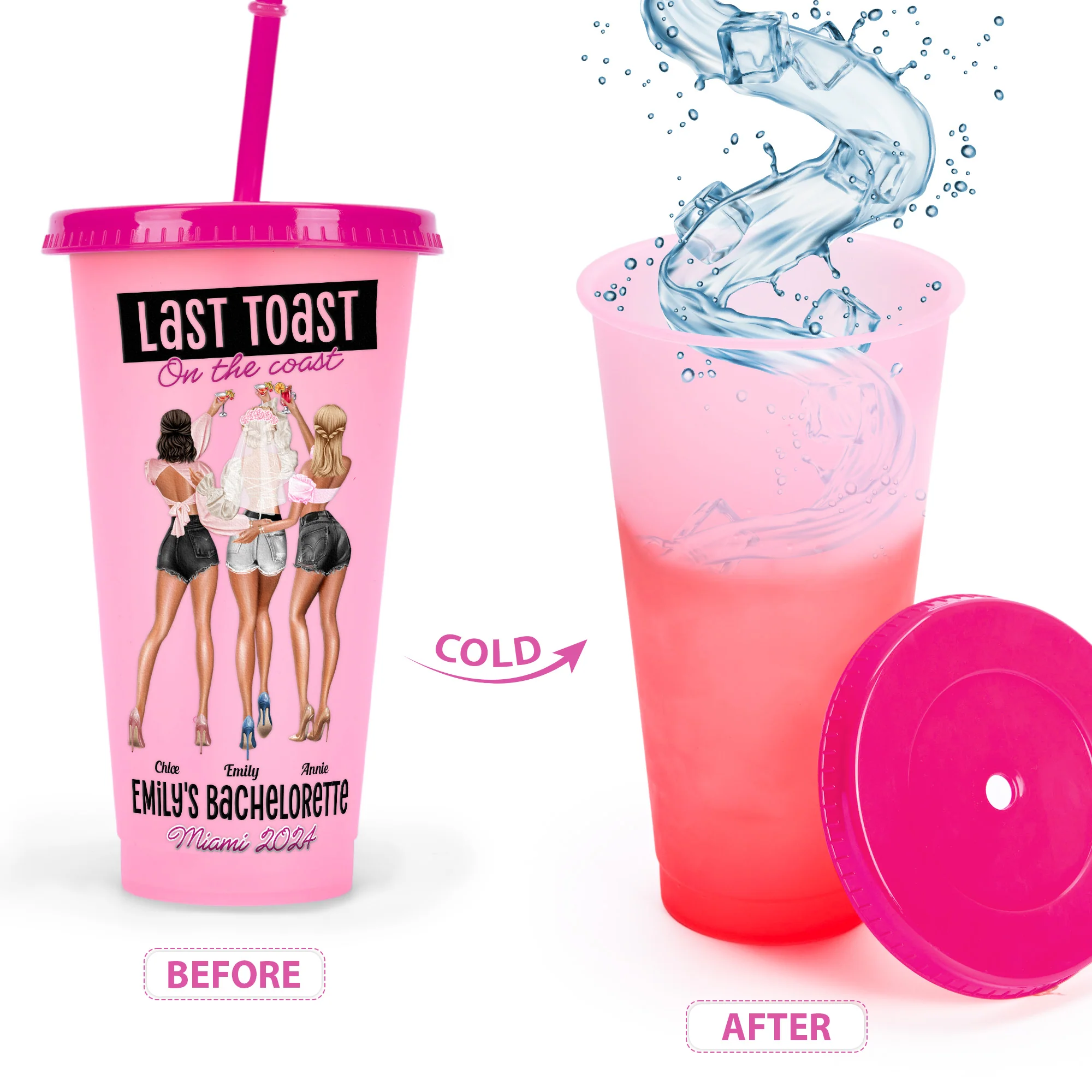 Last Toast On The Coast Bachelorette Gift - Personalized Color Changing Cup - Image 5