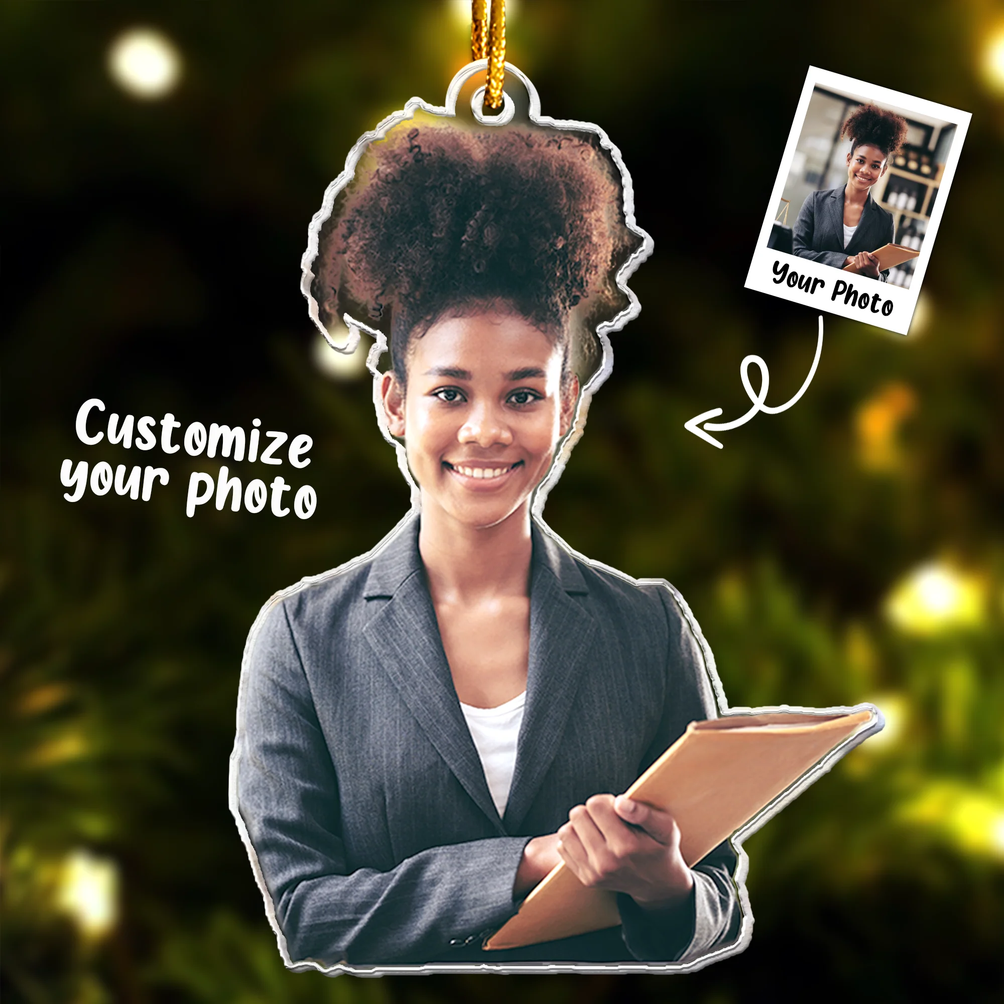 Lawyer Christmas Ornament - Personalized Acrylic Photo Ornament - Image 4