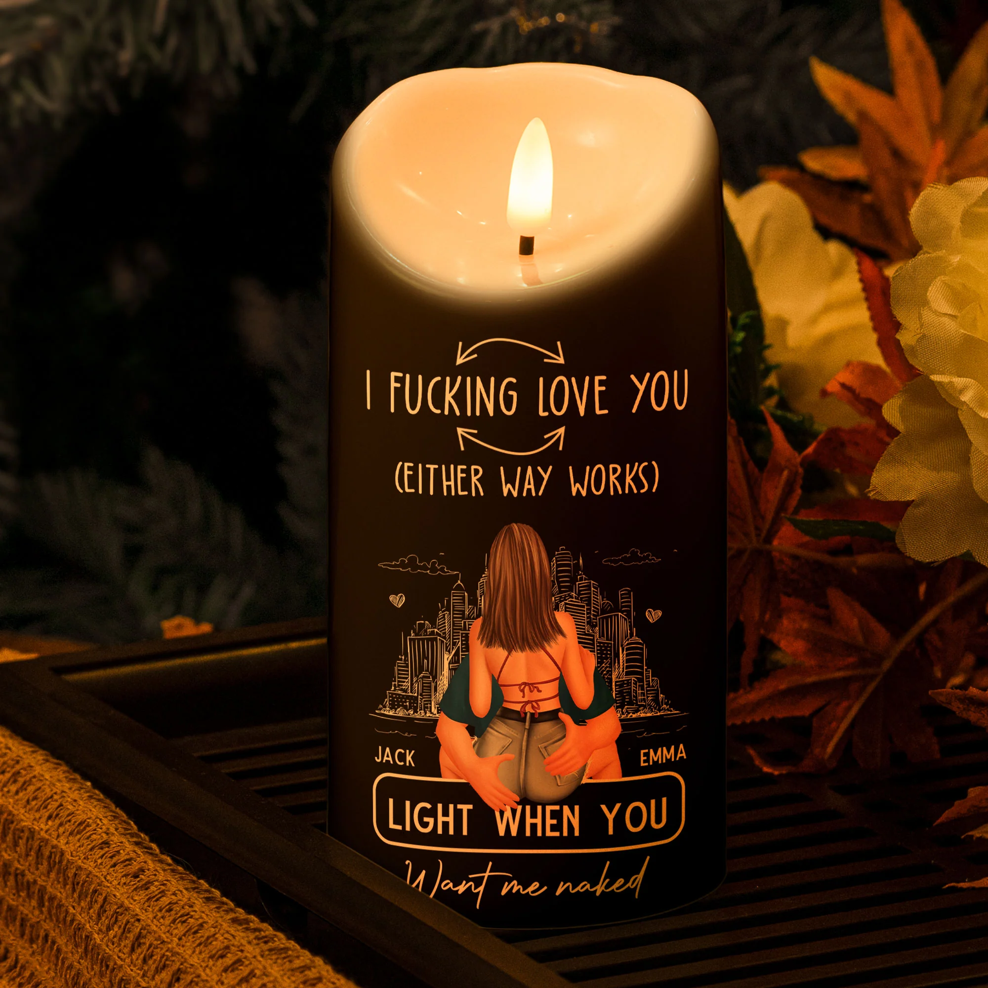 Led Candle F*ck Love You Light When You Want Me Naked - Personalized LED Candle - Image 2