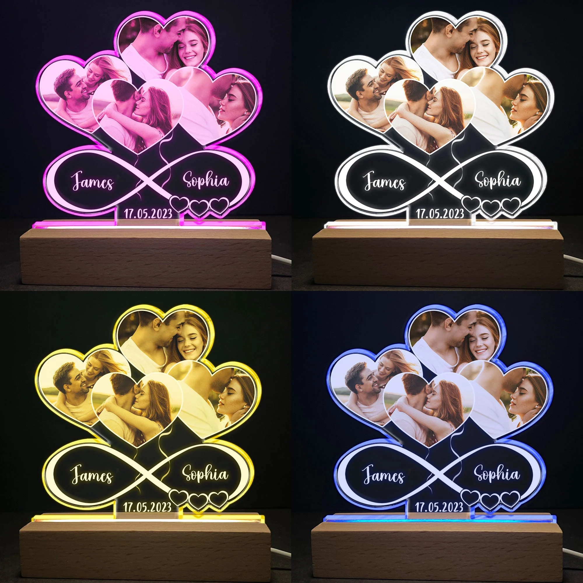 Led Light For Couple - Personalized Photo LED Light - Anniversary Gifts For Her, Him - Image 4