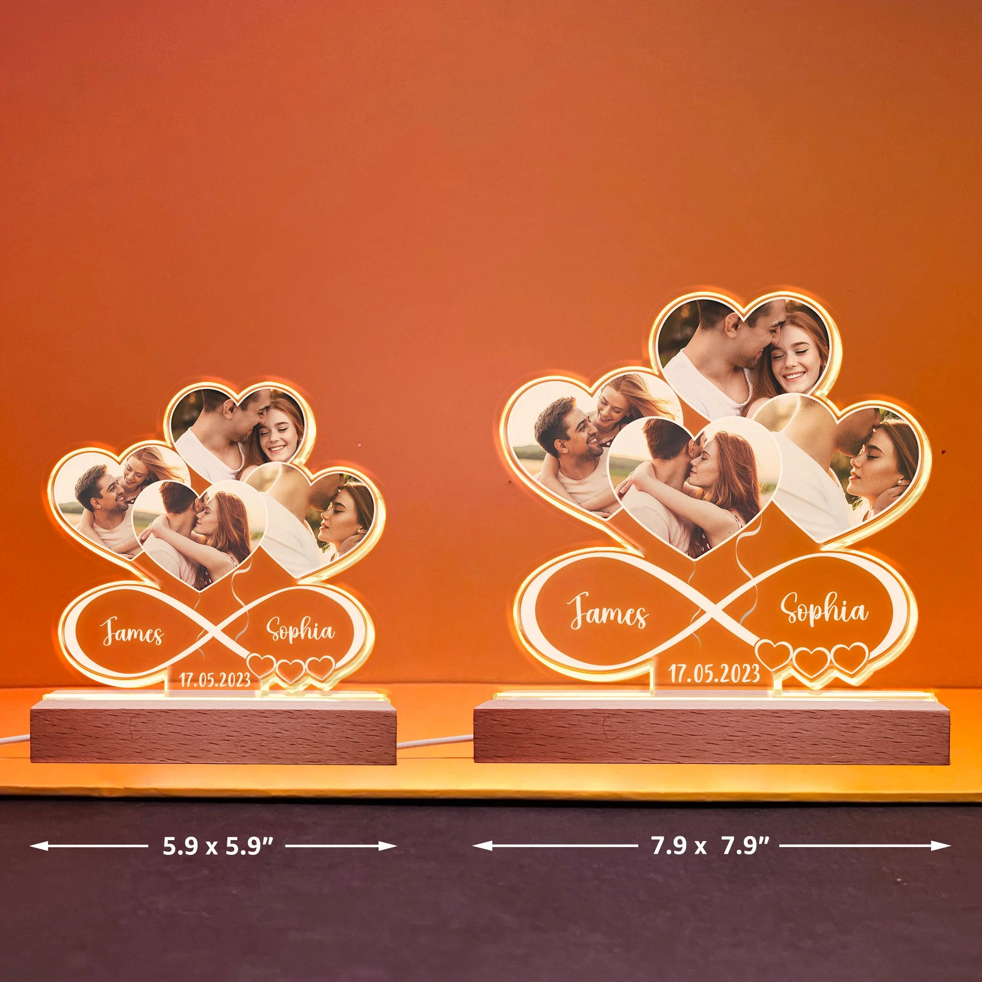 Led Light For Couple - Personalized Photo LED Light - Anniversary Gifts For Her, Him - Image 6