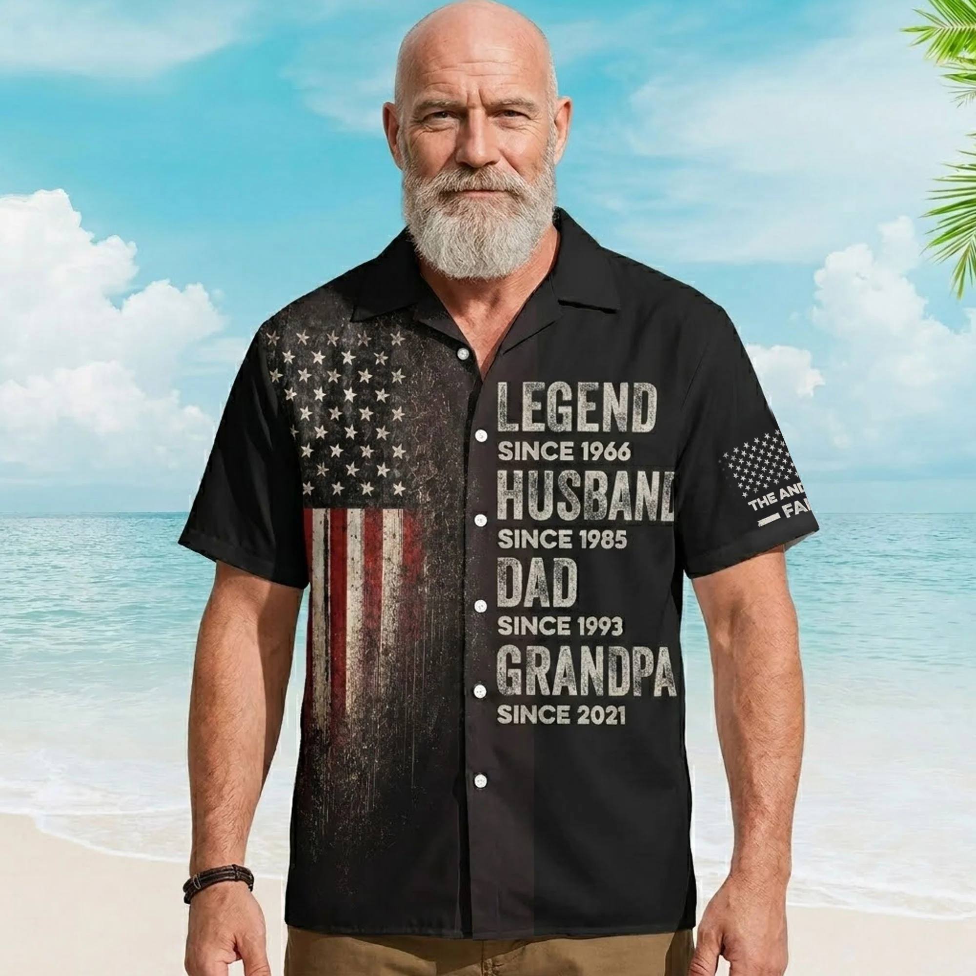 Legend, Husband, Dad And Grandpa Custom Family Name - Personalized Hawaiian Shirt - Image 3