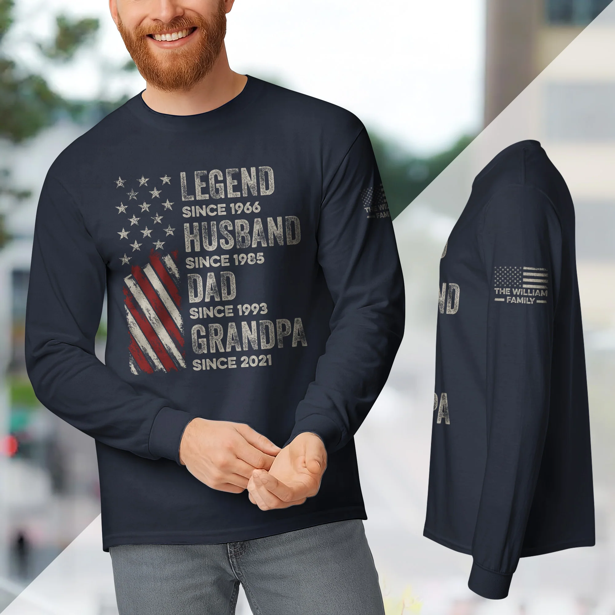 Legend, Husband, Dad And Grandpa - Custom Long Sleeve T-Shirt - Image 6