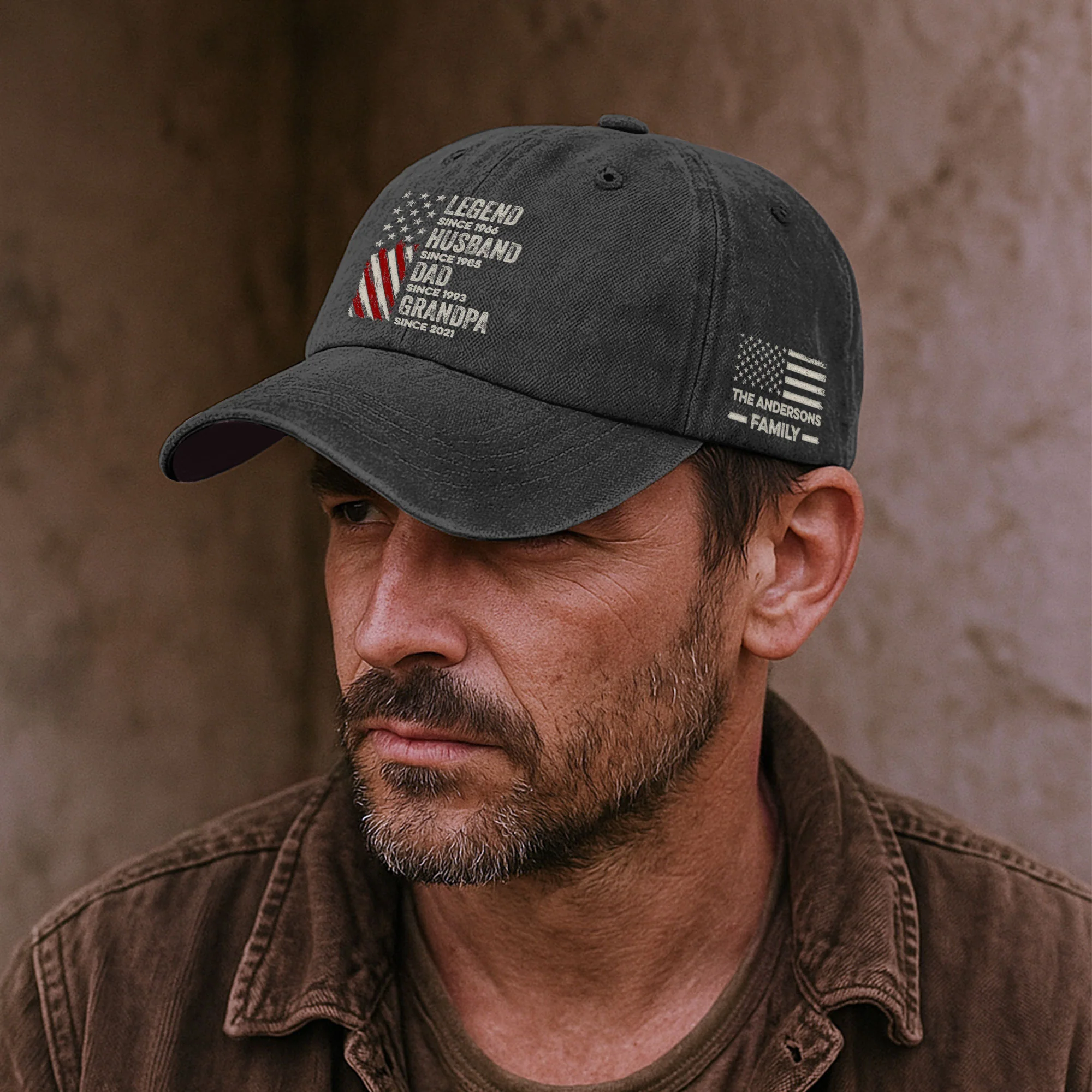 Legend, Husband, Dad And Grandpa - Personalized Distressed Denim Cap - Image 4