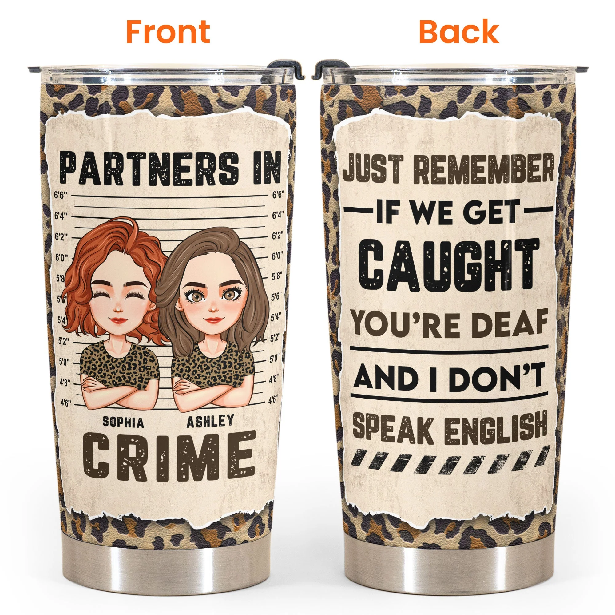Leopard Version - Partners In Crime - Personalized Tumbler Cup - Image 4