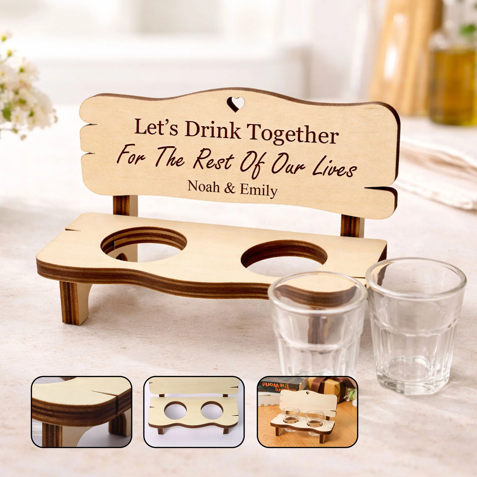 Let’s Drink Together For The Rest Of Our Lives - Personalized Liquor Bench - Image 4