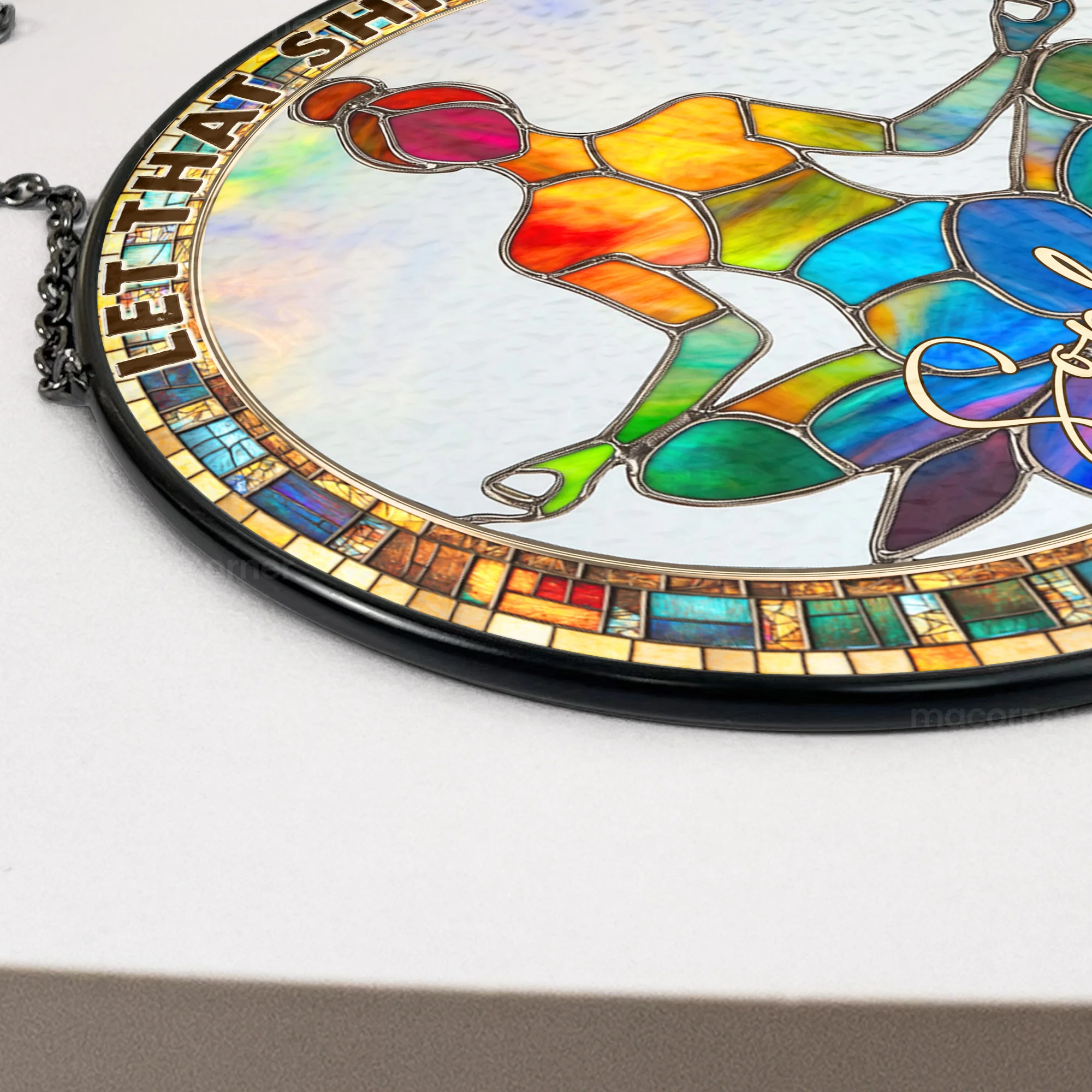 Let That Sht Go - Personalized Stained Glass Window Hanging Suncatcher - Image 4
