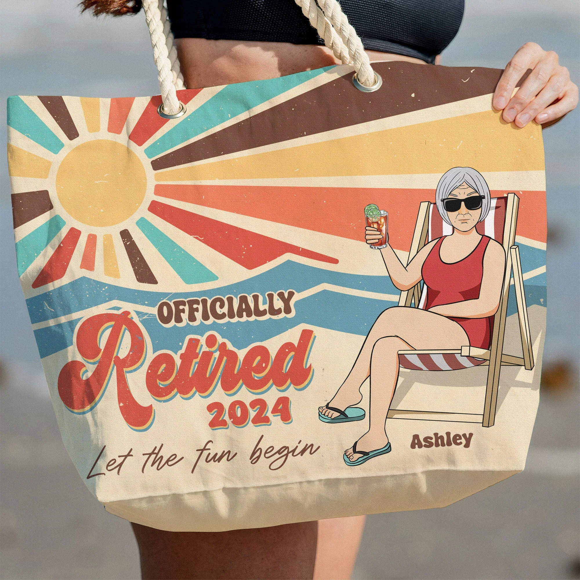 Let The Fun Begin Retirement - Personalized Beach Bag - Image 4