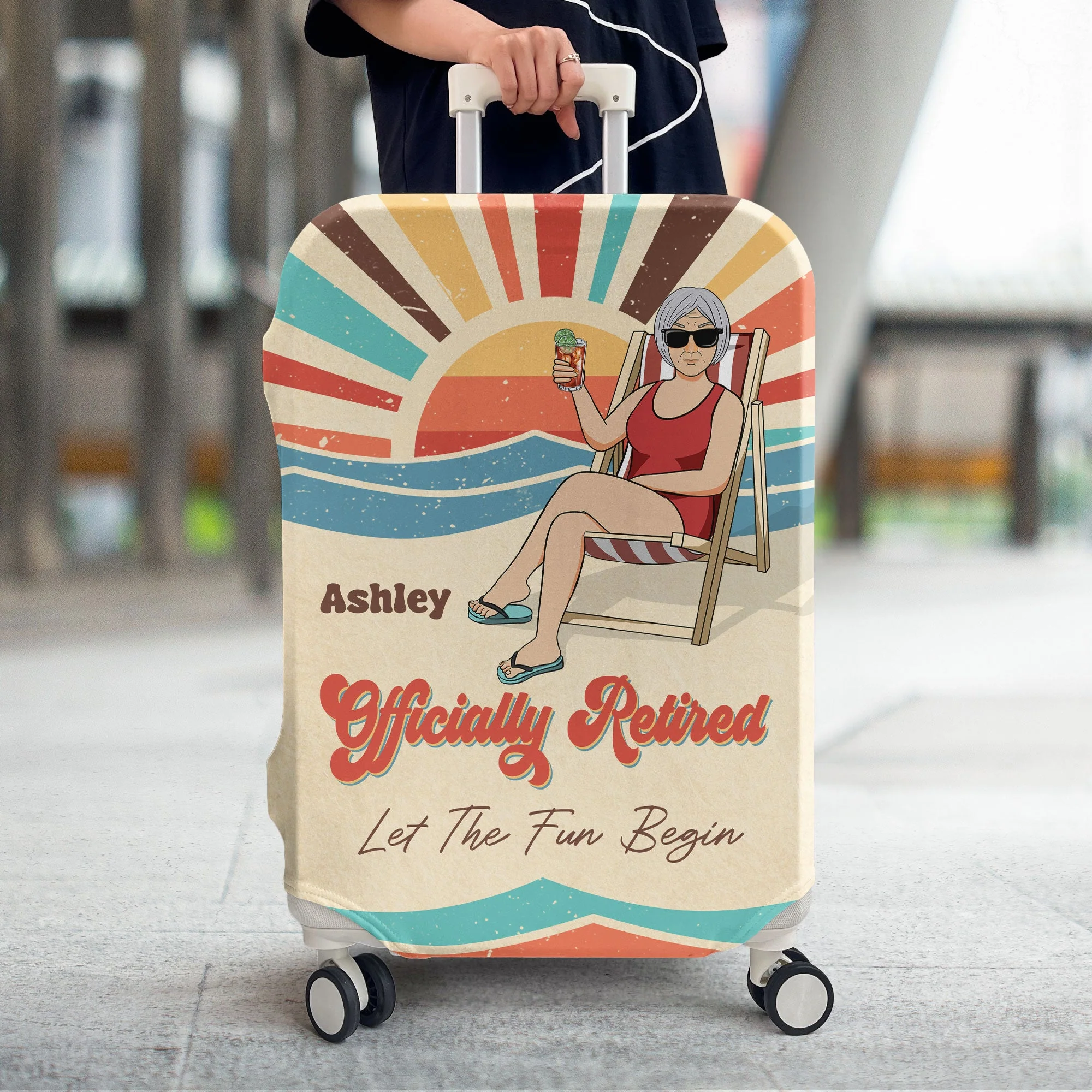Let The Fun Begin Retirement - Personalized Luggage Cover - Image 3