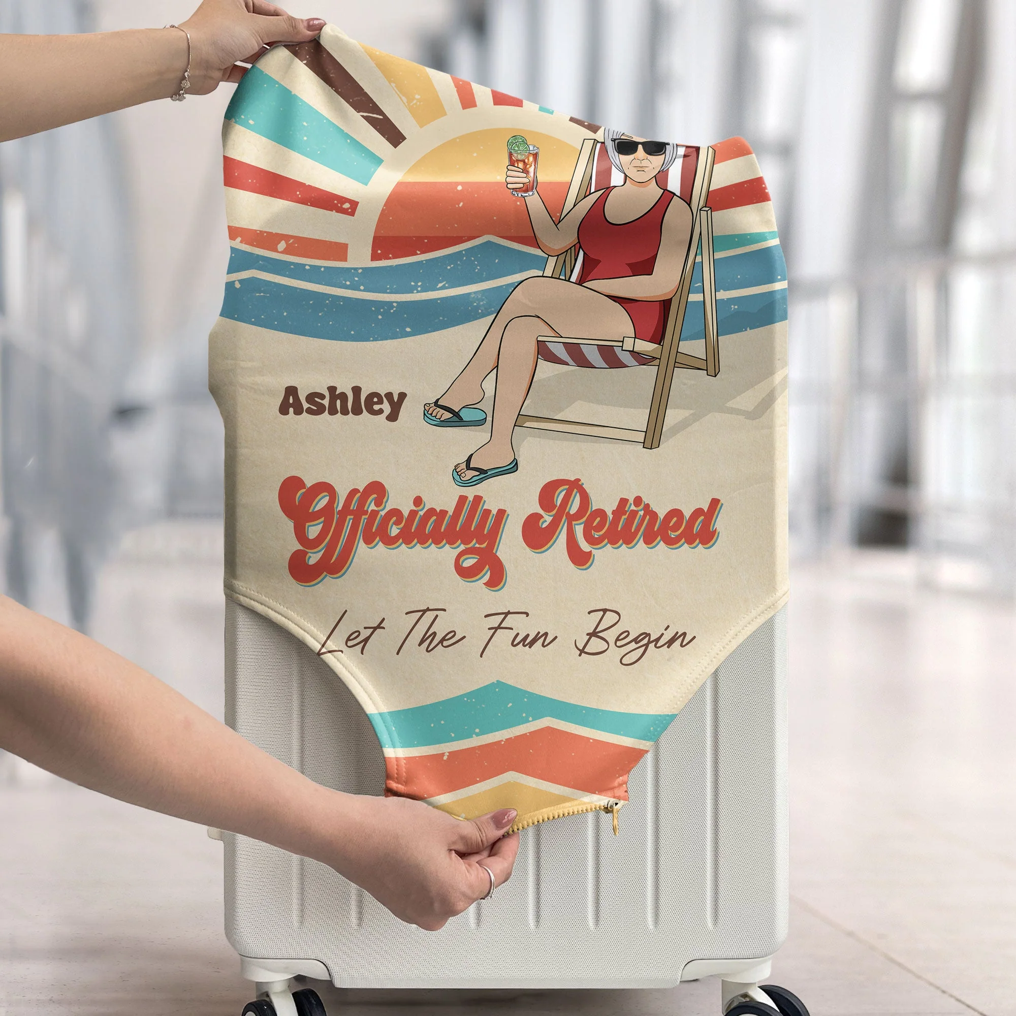 Let The Fun Begin Retirement - Personalized Luggage Cover - Image 4