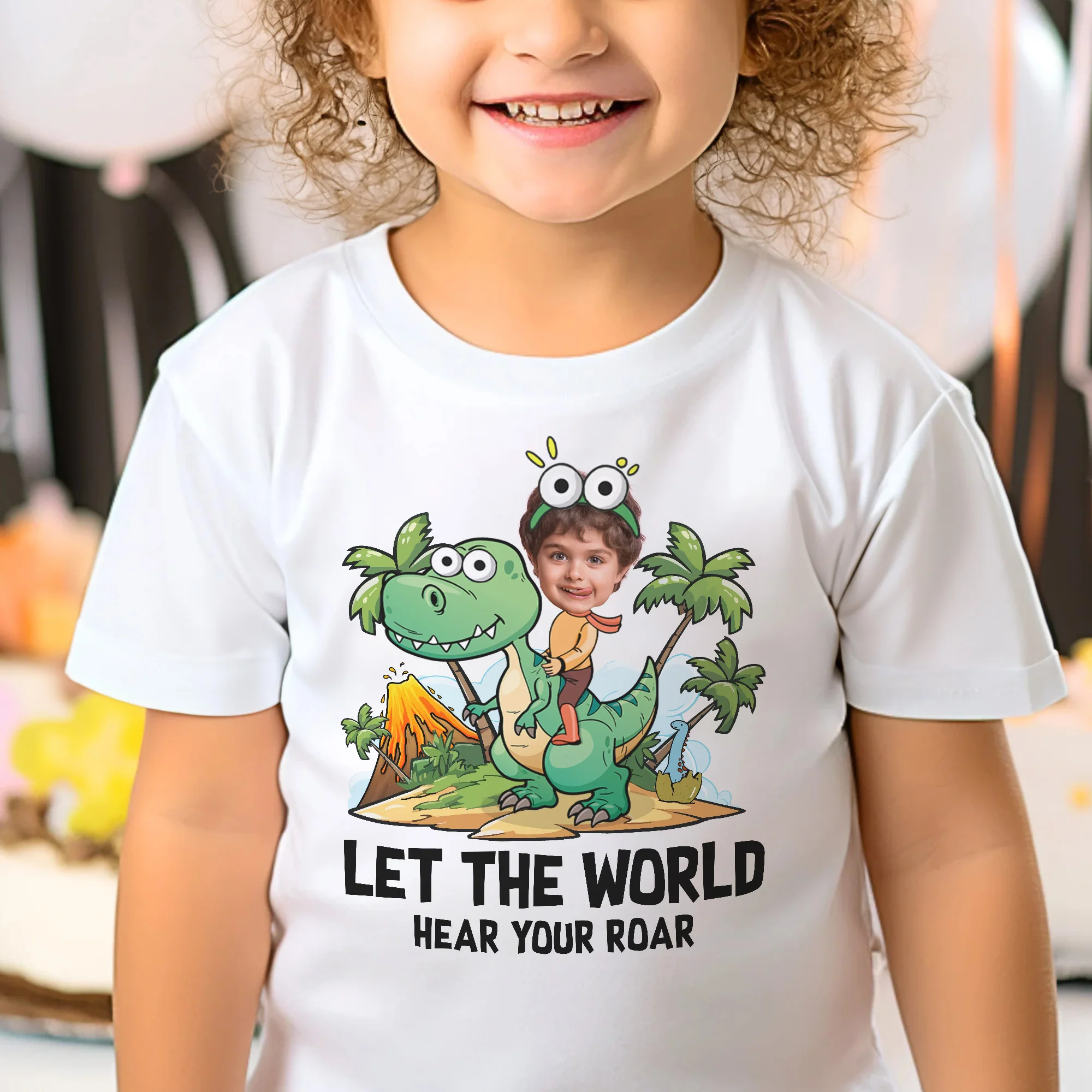 Let The World Hear Your Roar Cute Dinosaur Kid Shirt - Personalized Photo Shirt - Image 2