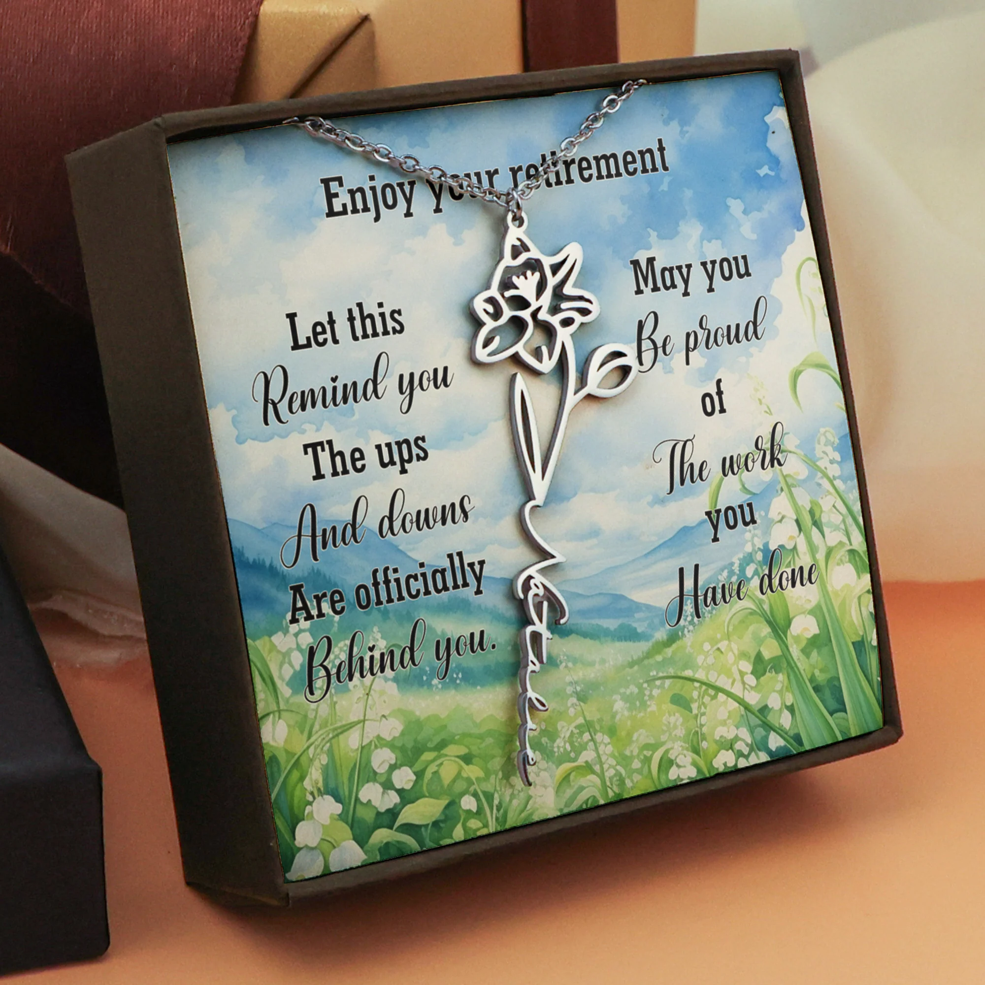 Let This Remind You The Ups And Downs Retirement Gift - Custom Name Necklace - Image 3
