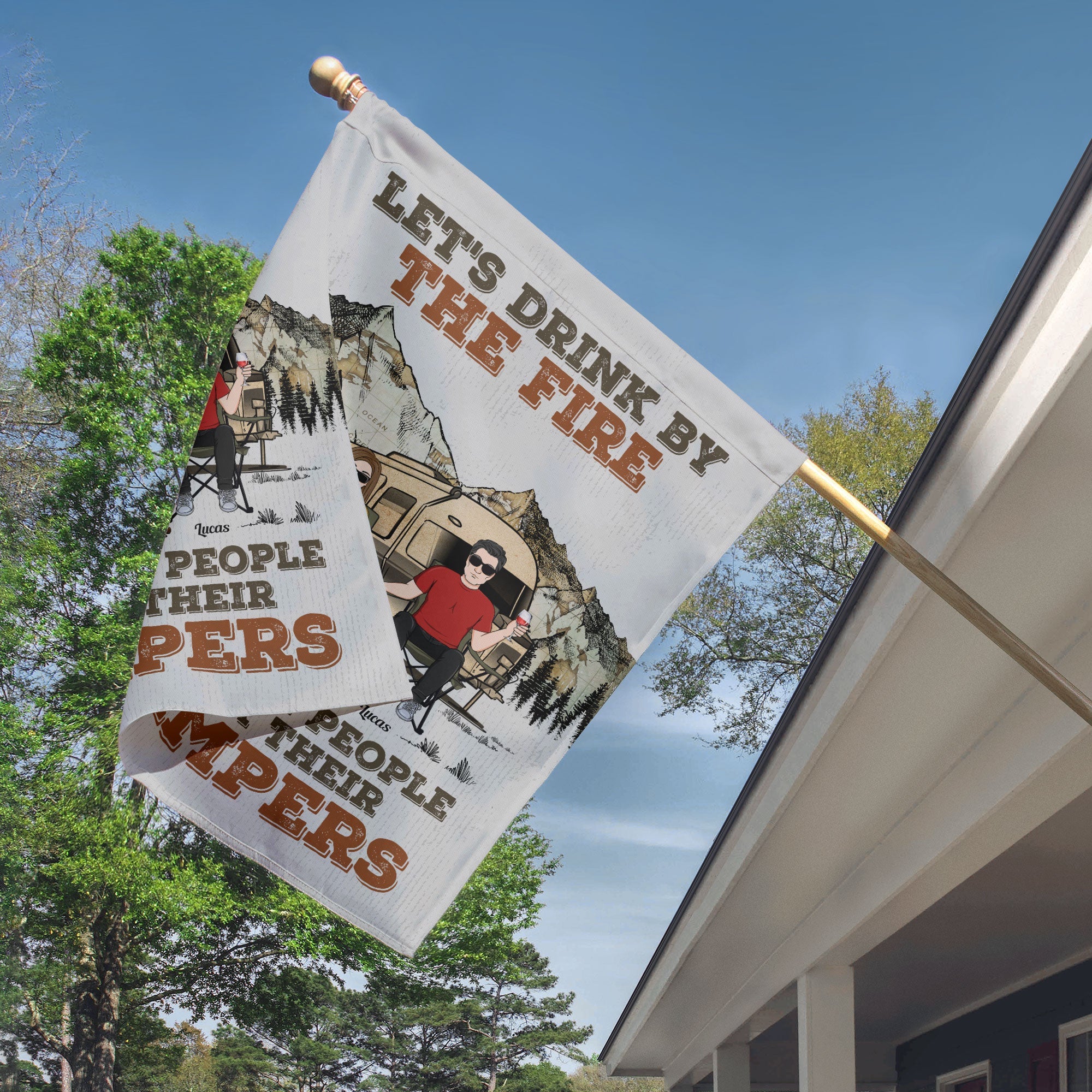 Let's Drink By The Fire - Personalized Flag - Image 2