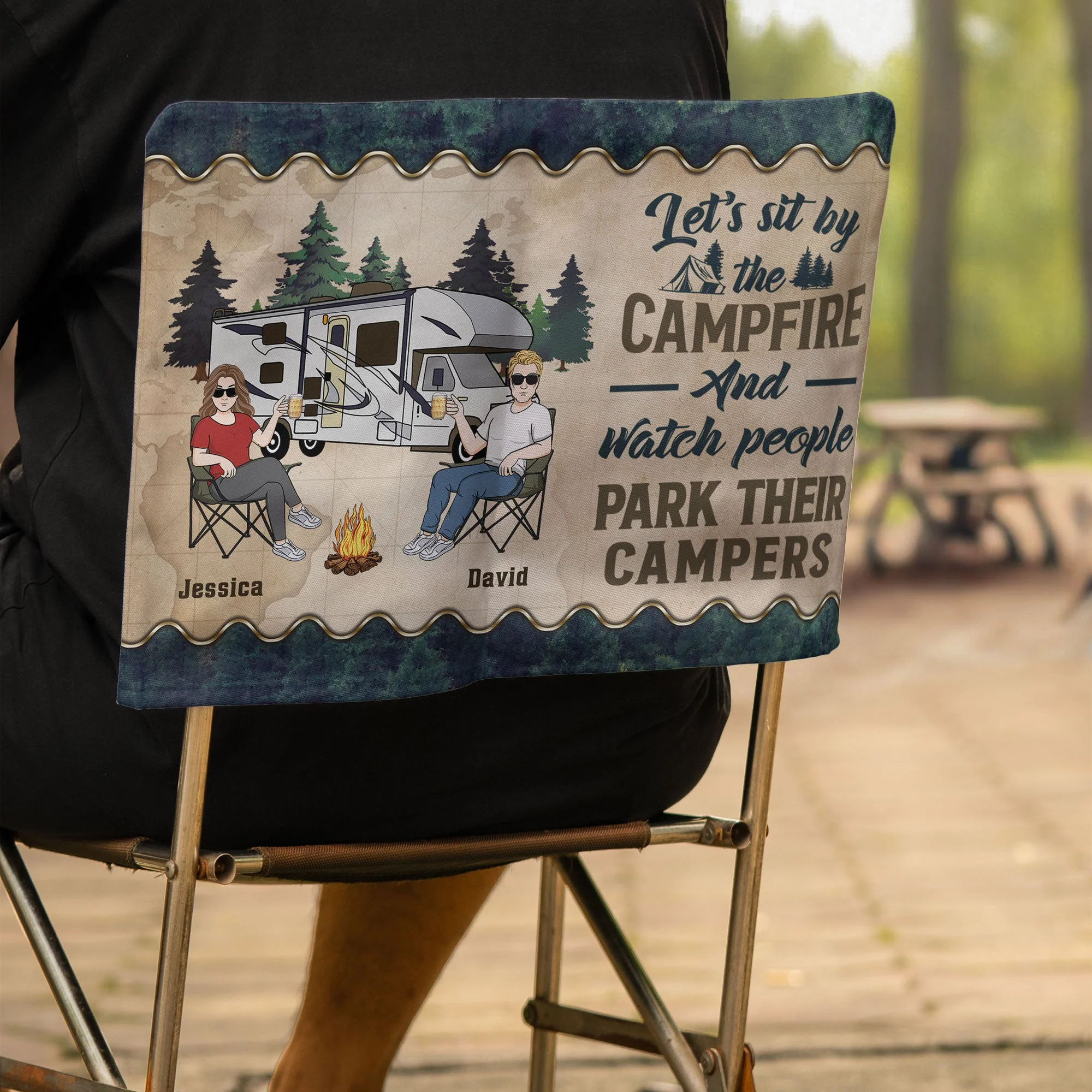 Let's Sit By The Campfire - Personalized Folding Chair Cover - Image 4