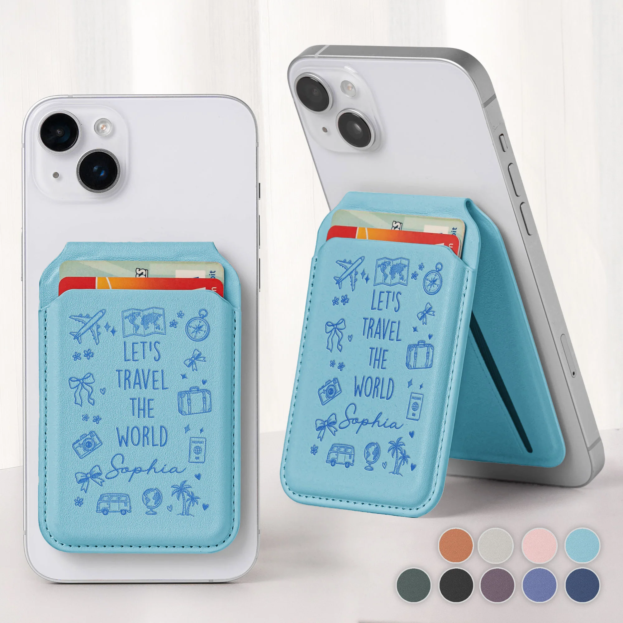Let's Travel The World - Personalized Wallet Compatible With Magsafe - Image 2