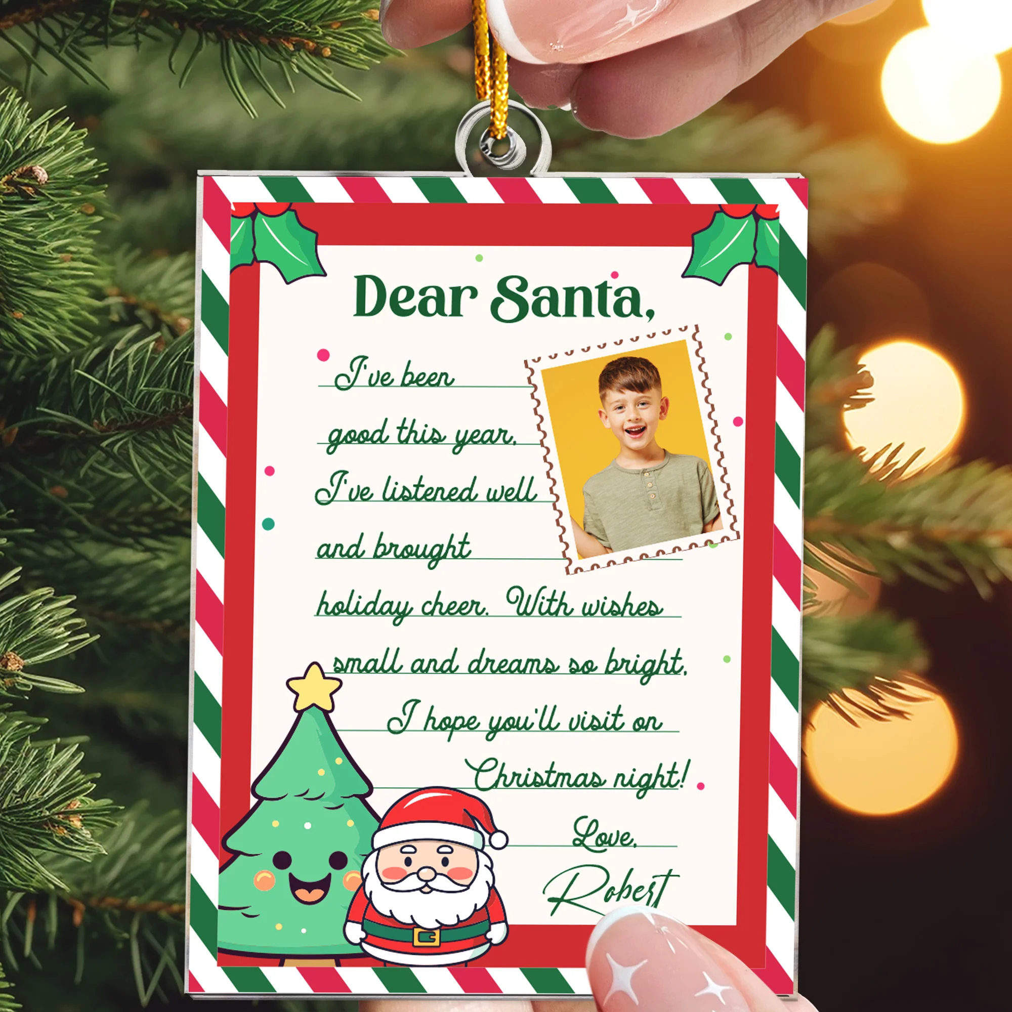 Letter Custom Santa I've Been Good This Year - Personalized Acrylic Photo Ornament - Image 2