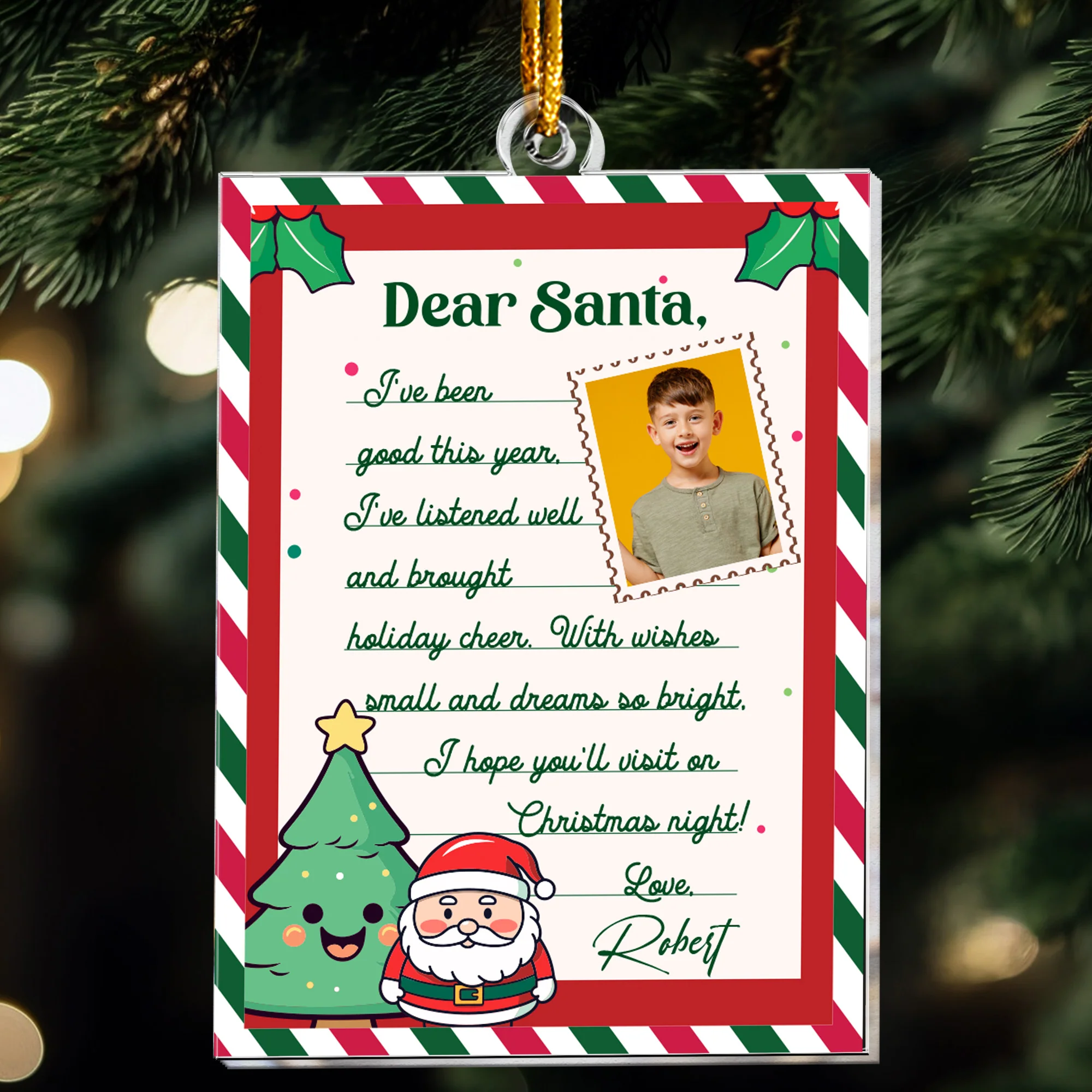 Letter Custom Santa I've Been Good This Year - Personalized Acrylic Photo Ornament - Image 4