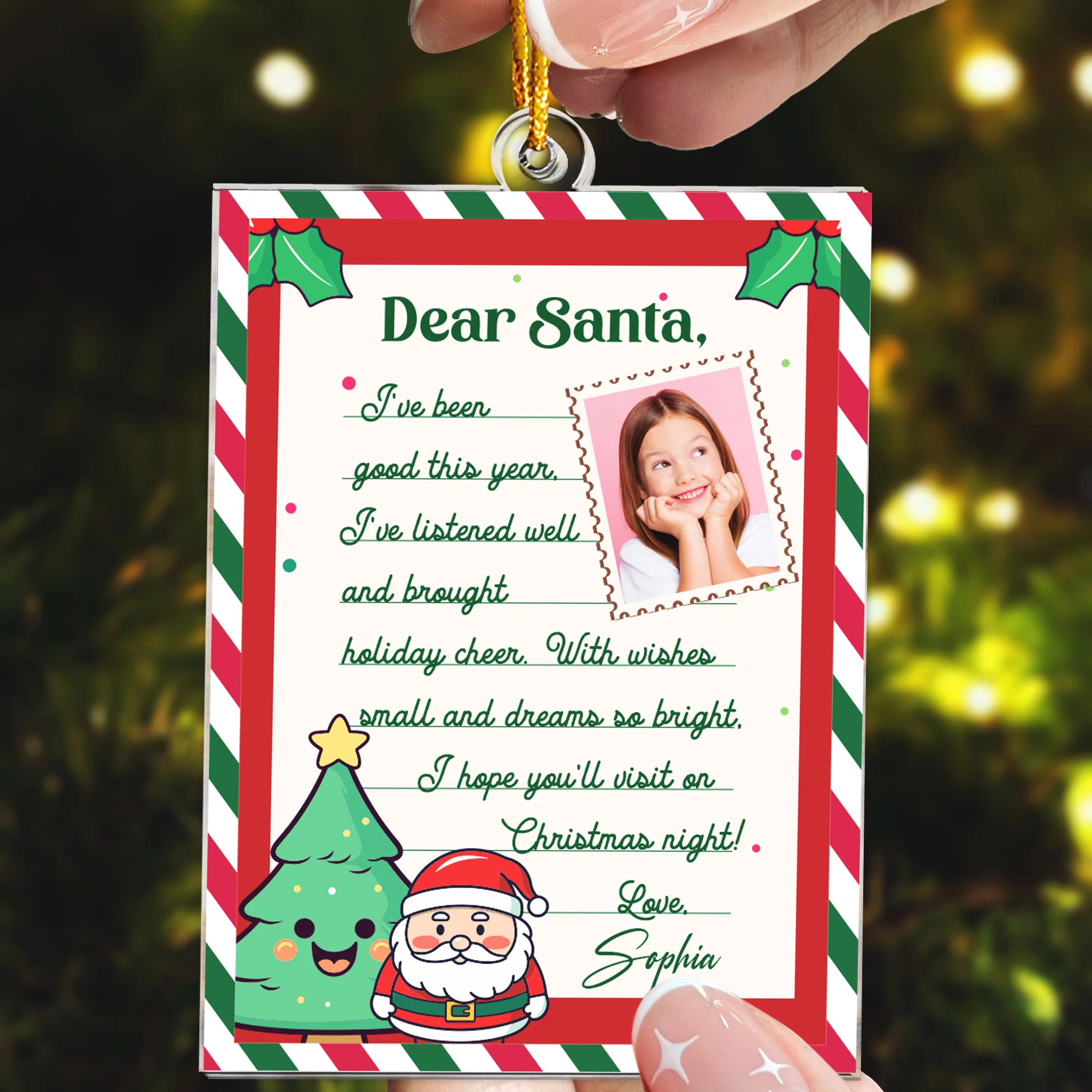 Letter Custom Santa I've Been Good This Year - Personalized Acrylic Photo Ornament - Image 5