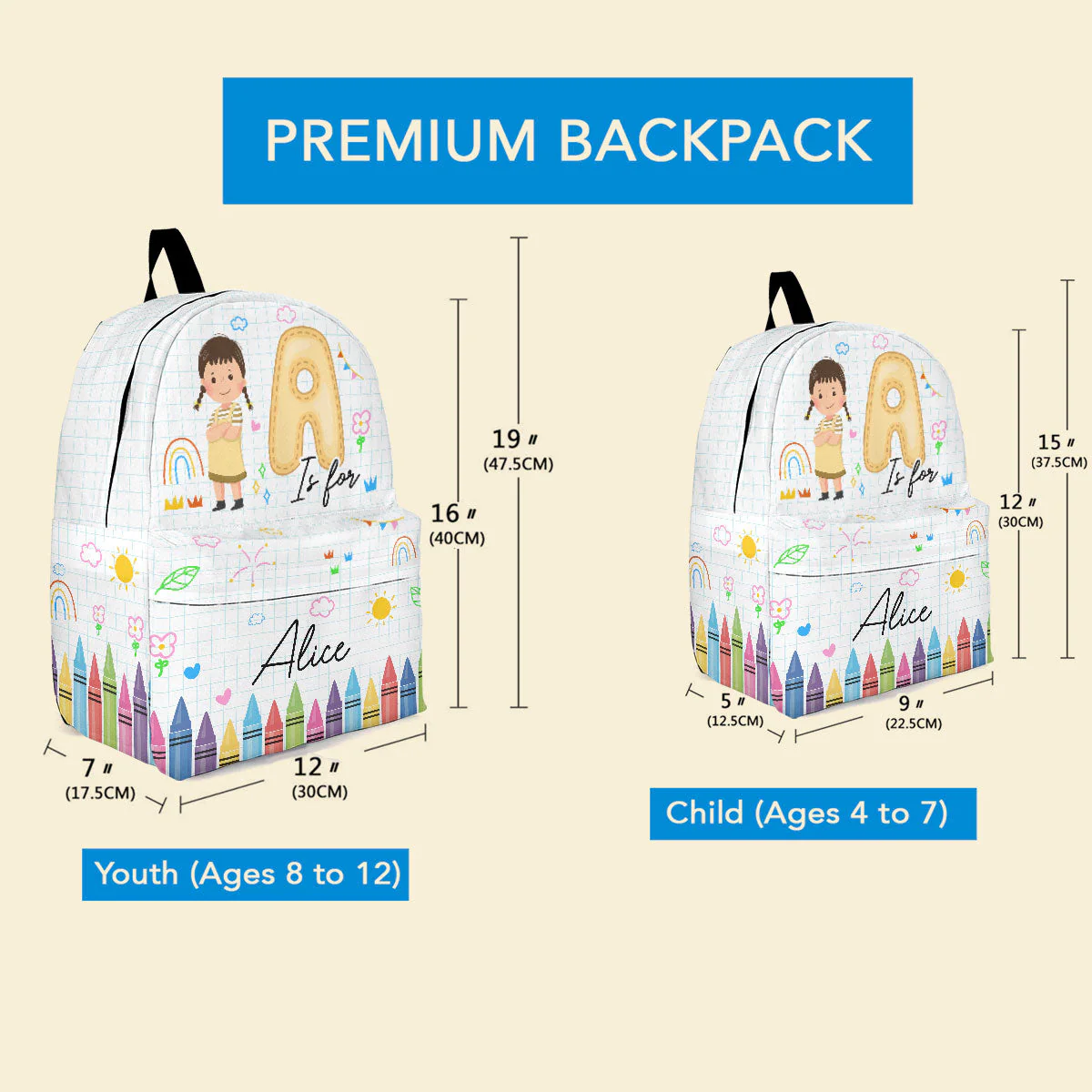 Letter School Kid - Personalized Kid Backpack - Image 4