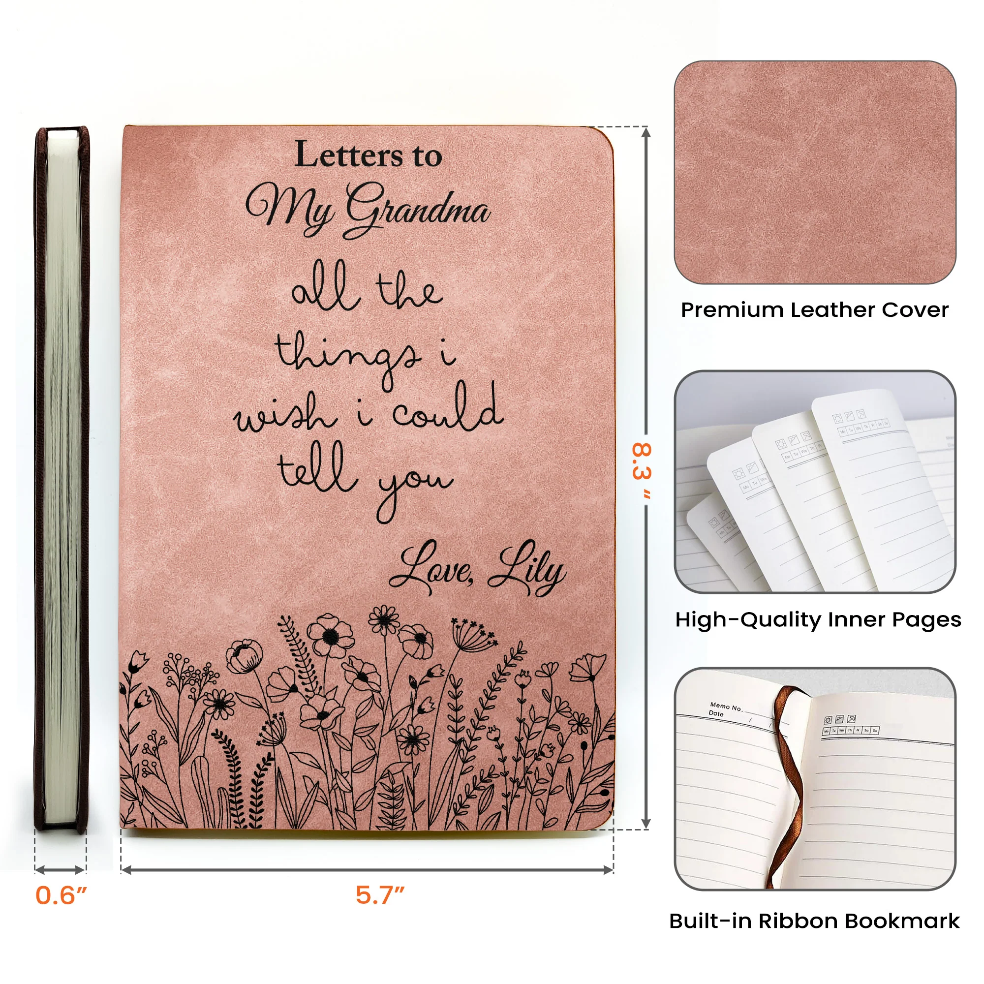 Letter To Loved One Grief & Remembrance Book - Memorial Journal - Personalized Leather Journal - Image 6