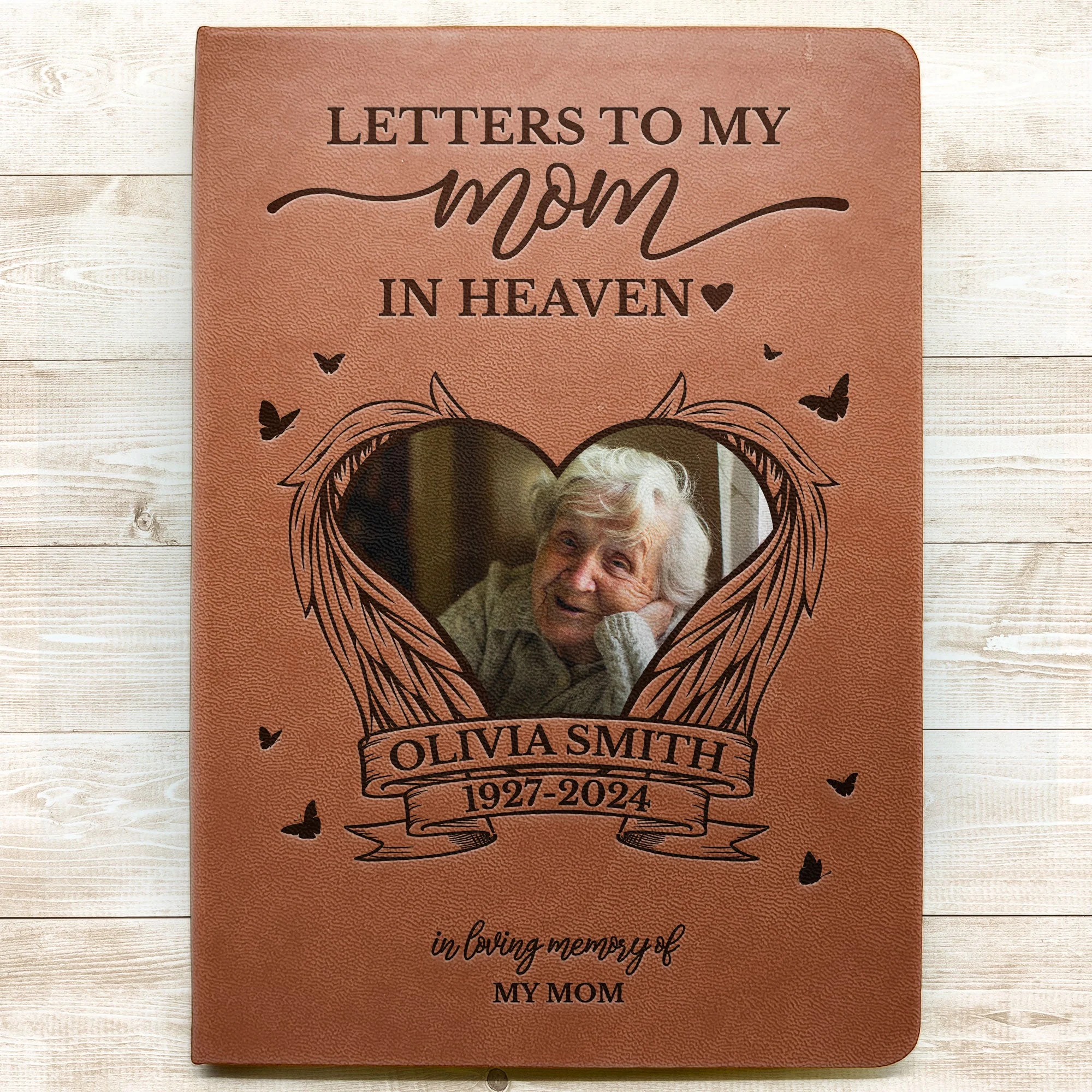 Letter To My Mom In Heaven Memorial Gift - Personalized Photo Leather Journal - Image 5
