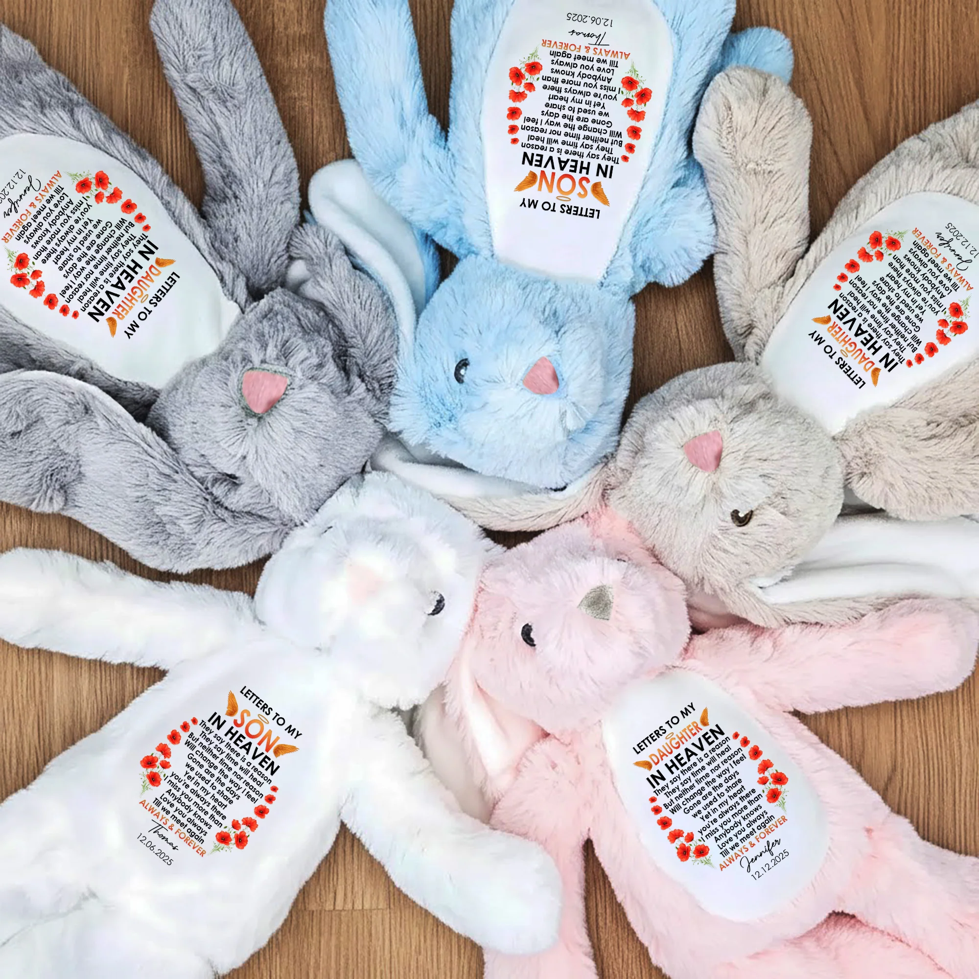 Letters To My Son Memorial Gift - Personalized Bunny Plush - Image 3