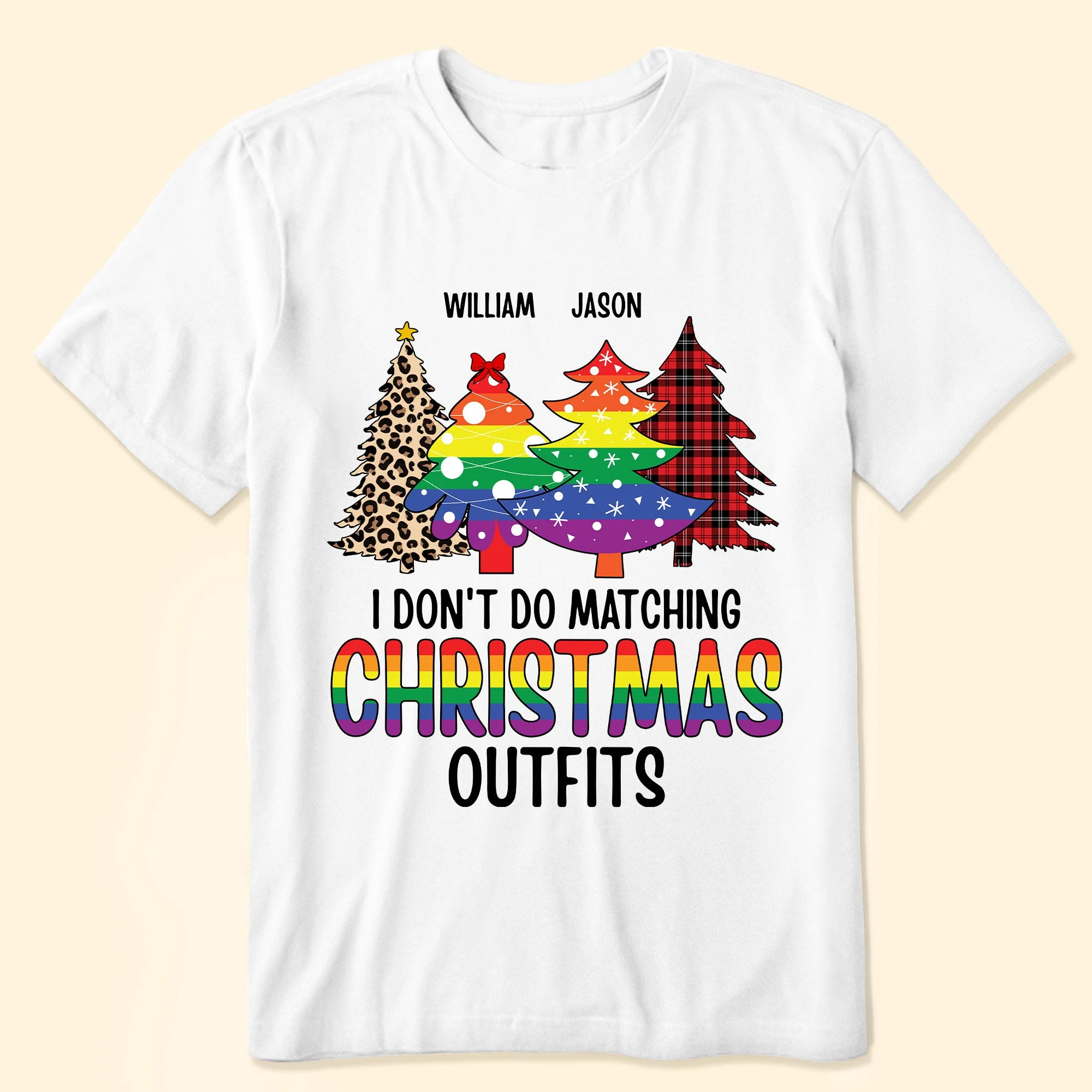 Lgbt I Don't Do Matching Christmas Outfits - Personalized Matching Couple Shirt - Image 4