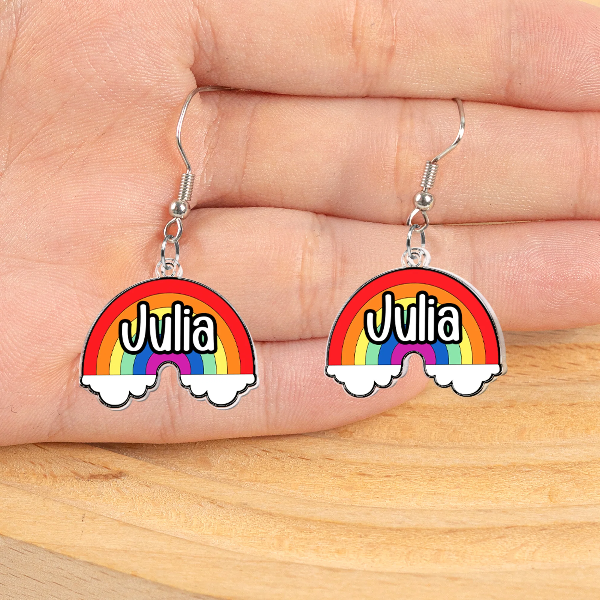 LGBTQ+ Pride Flag - Personalized Acrylic Earrings - Image 3
