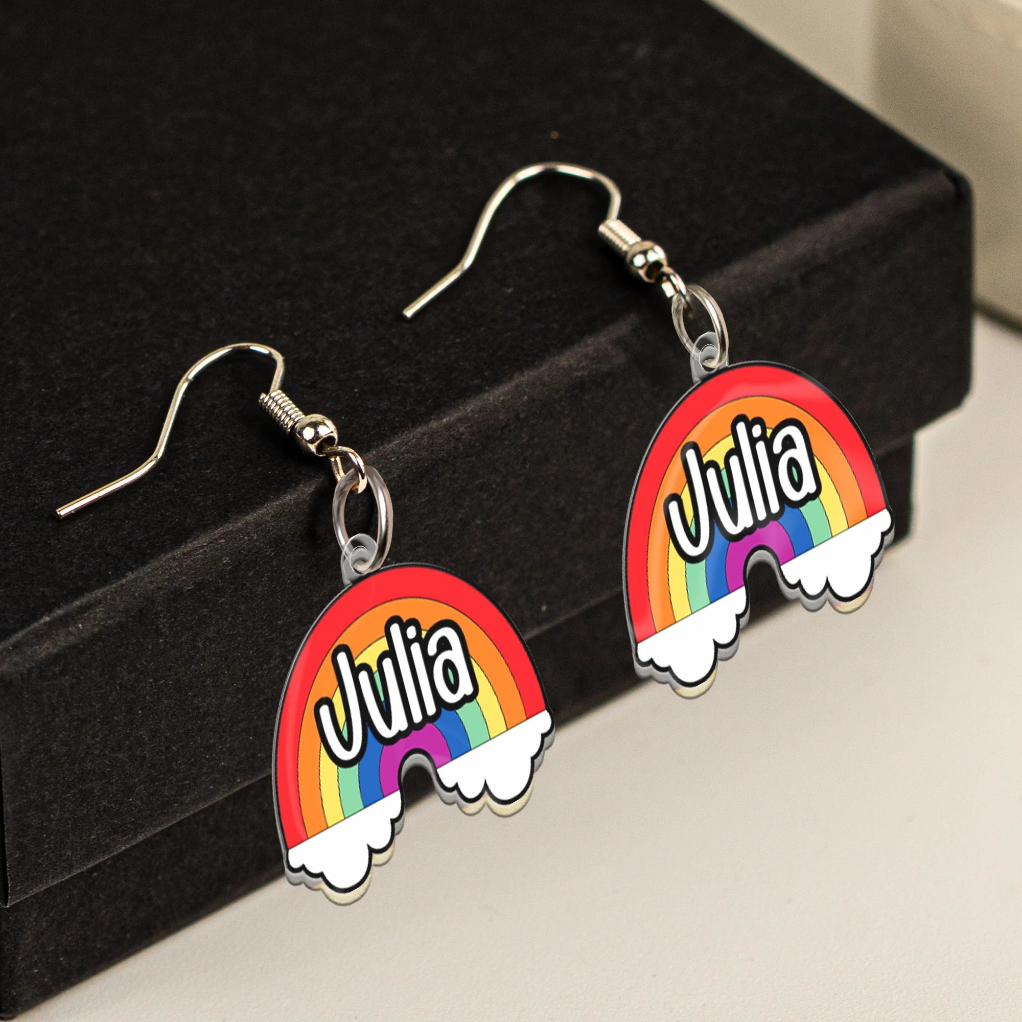 LGBTQ+ Pride Flag - Personalized Acrylic Earrings - Image 4