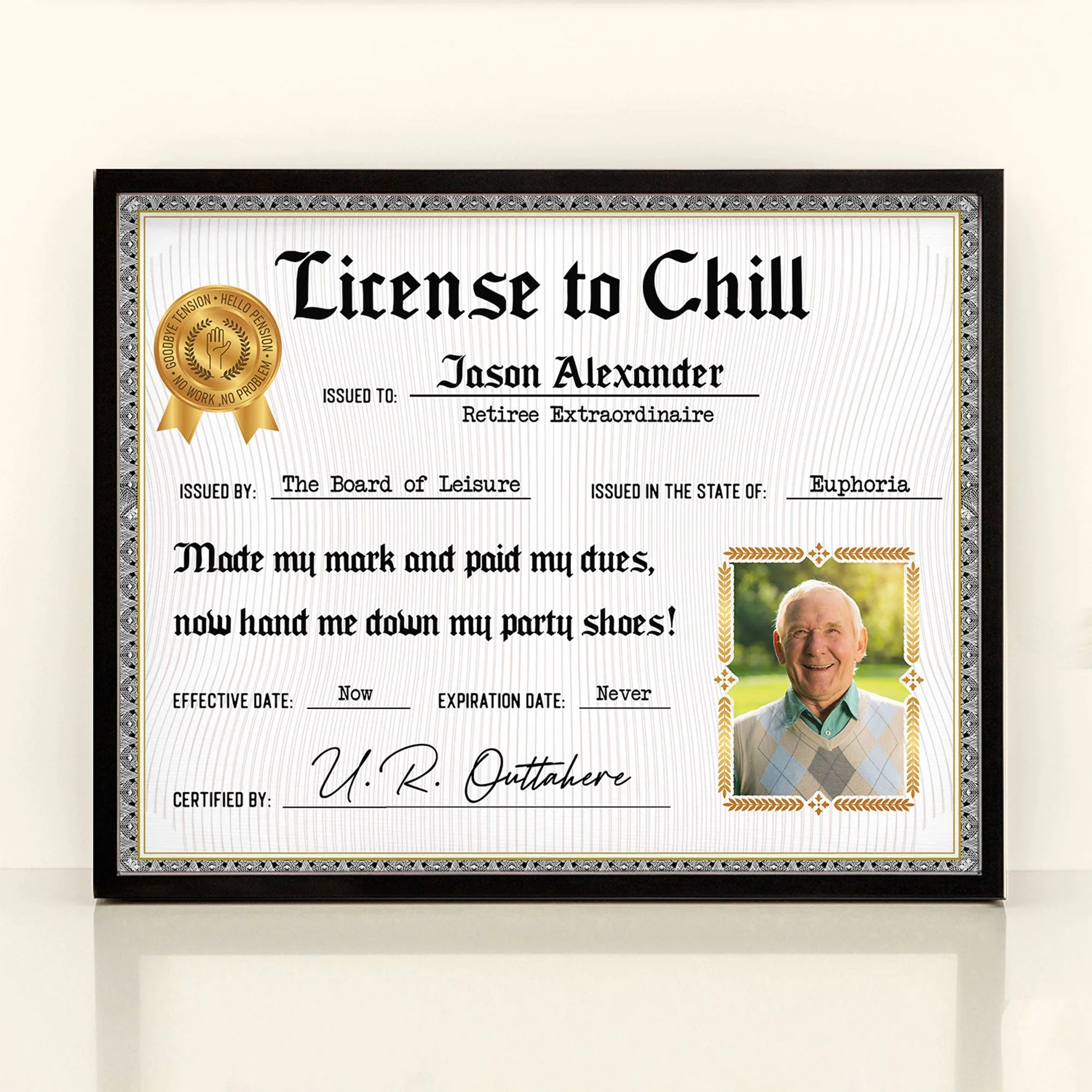 License To Chill - Personalized Poster - Funny, Retirement Gift For Colleagues, Mom, Dad, Grandma, Grandpa - Image 2