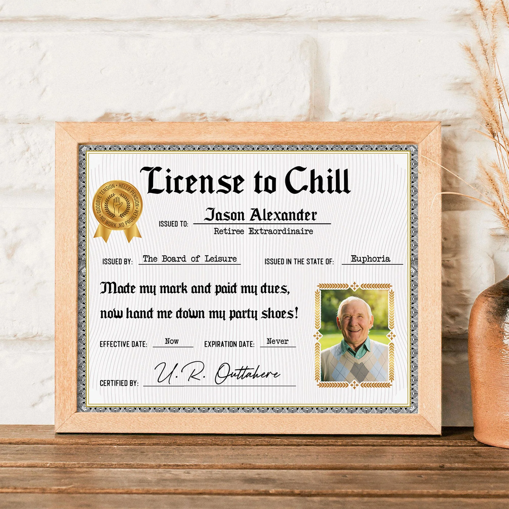 License To Chill - Personalized Poster - Funny, Retirement Gift For Colleagues, Mom, Dad, Grandma, Grandpa - Image 3