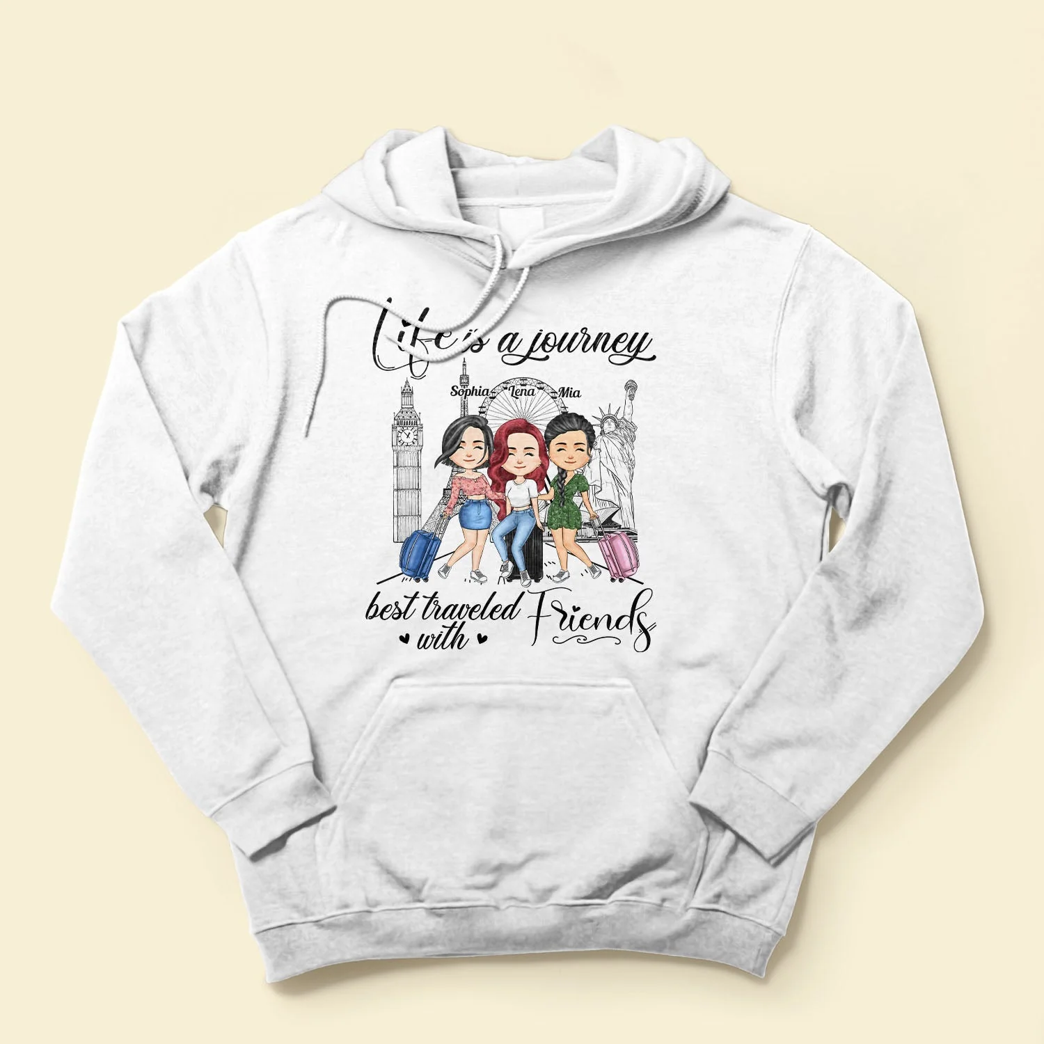 Life Is A Journey Best Traveled With Friends - Personalized Shirt - Birthday Gift For Her, Friends, Besties, Travel Buddies, Travelers, Trippin' Gift - Image 3