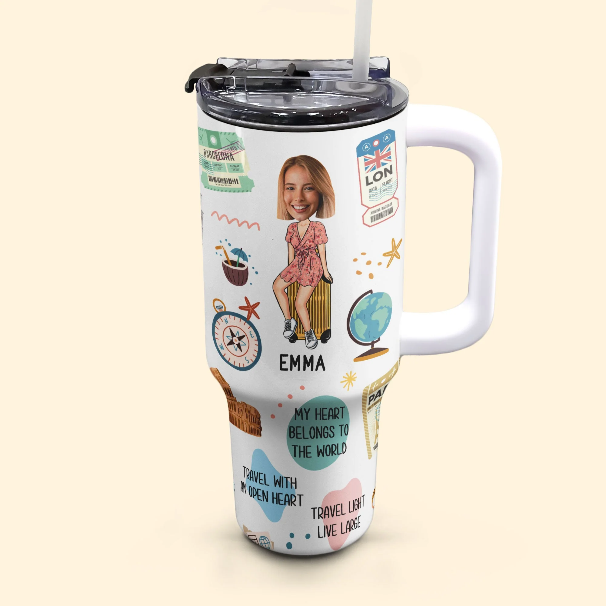 Life Is A Journey - Personalized Photo 40oz Tumbler With Straw - Image 5