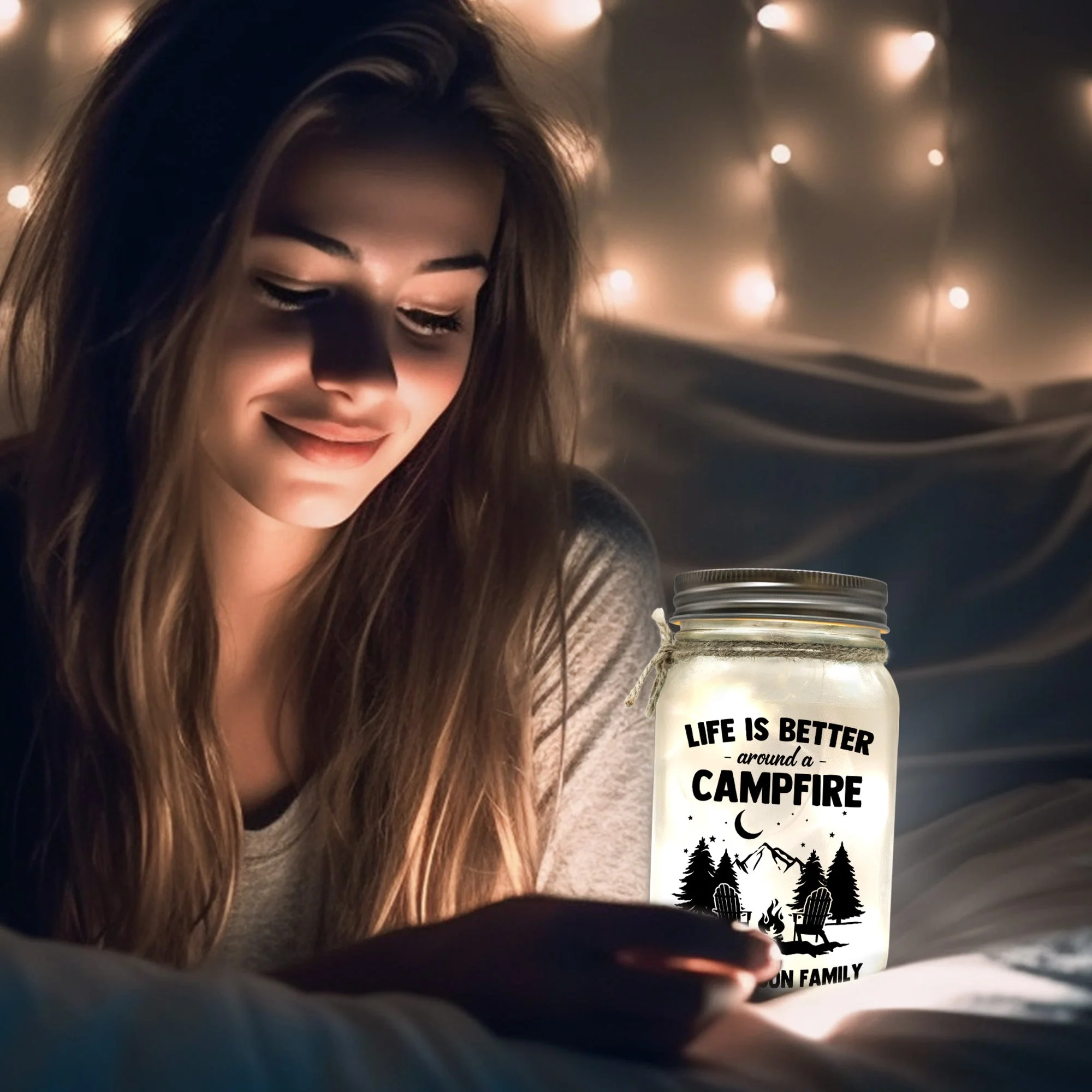 Life Is Better Around A Campfire - Personalized Mason Jar Light - Image 4