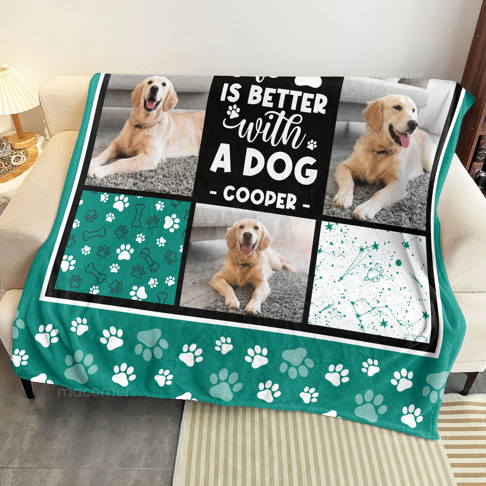 Life Is Better With A Dog Pet Lovers - Personalized Photo Blanket - Image 5