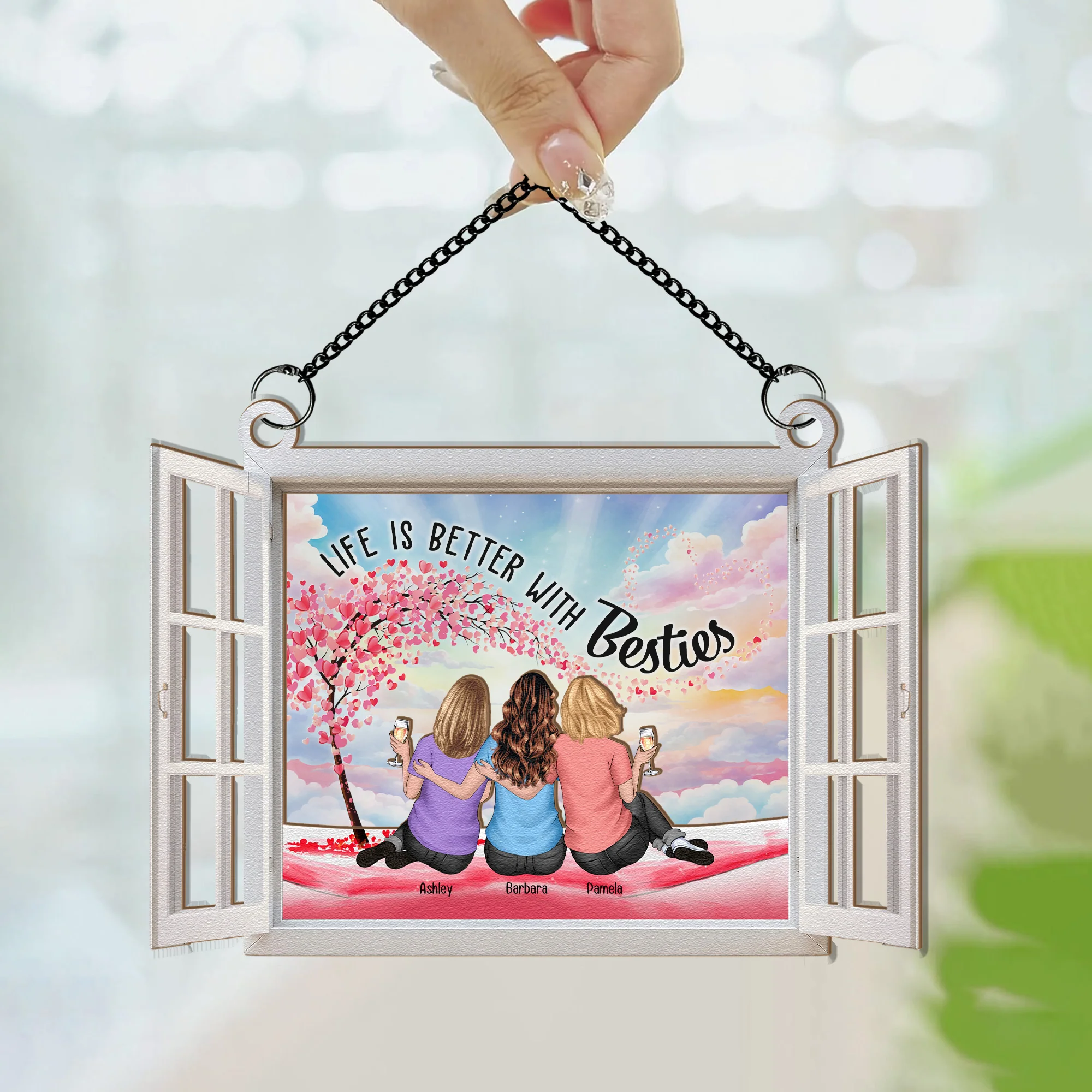 Life Is Better With Besties - Personalized Window Hanging Suncatcher Ornament - Image 3