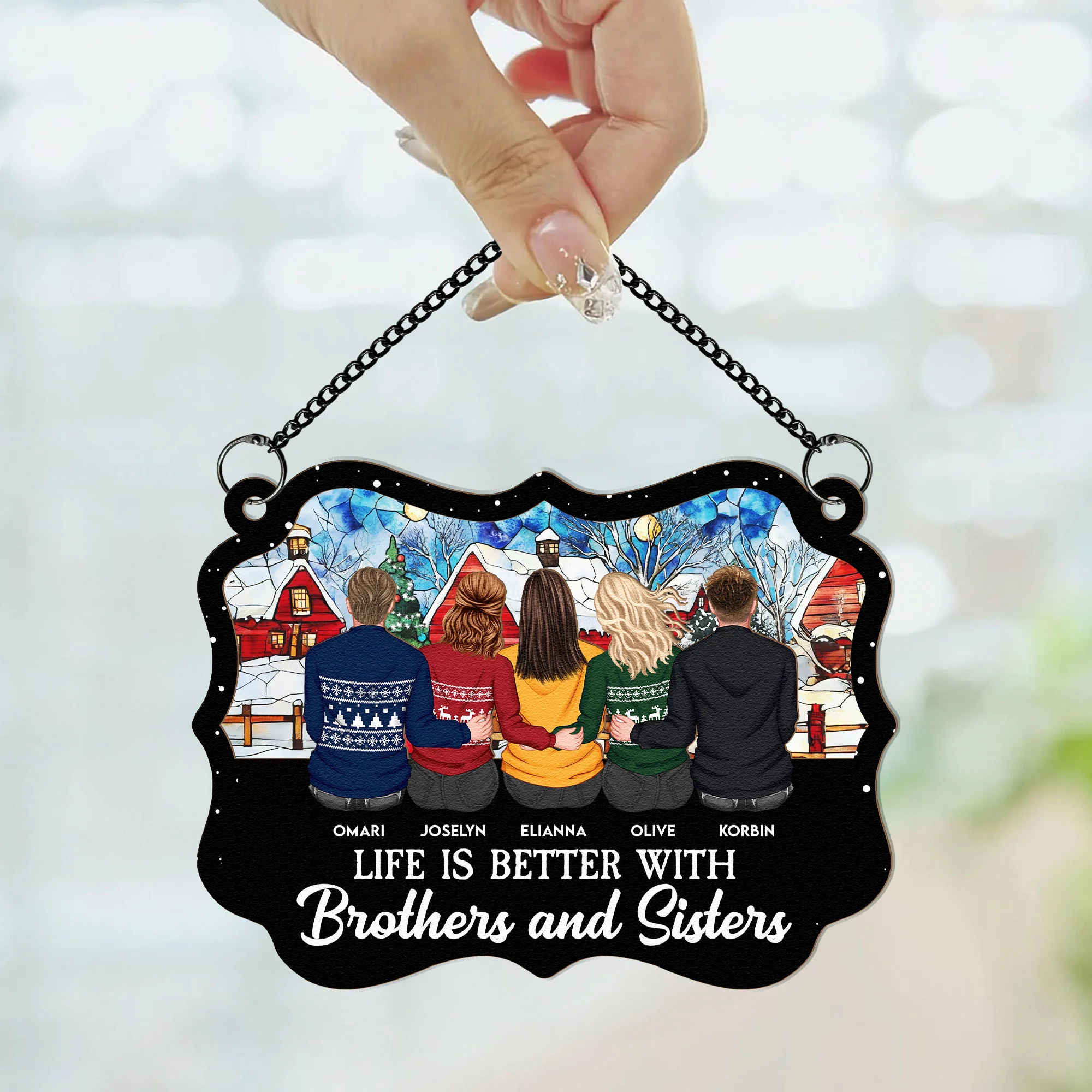 Life Is Better With Brother Sister - Personalized Window Hanging Suncatcher Ornament - Image 2